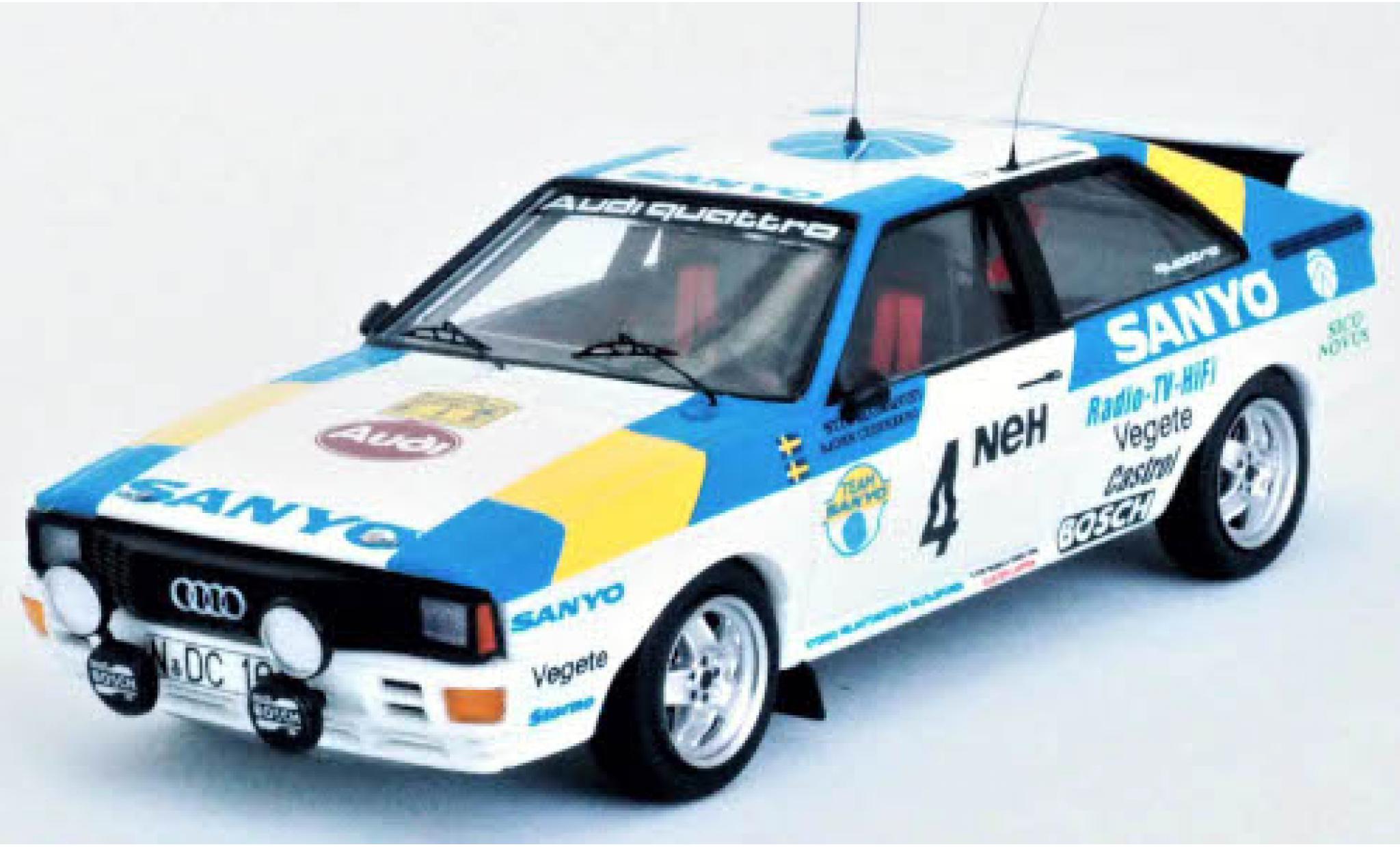 Audi Quattro 1/43 Trofeu quattro No.4 Sanyo Rallye WM Rallye Schweden 1982 S.Blomqvist/B.Cederberg modelauto