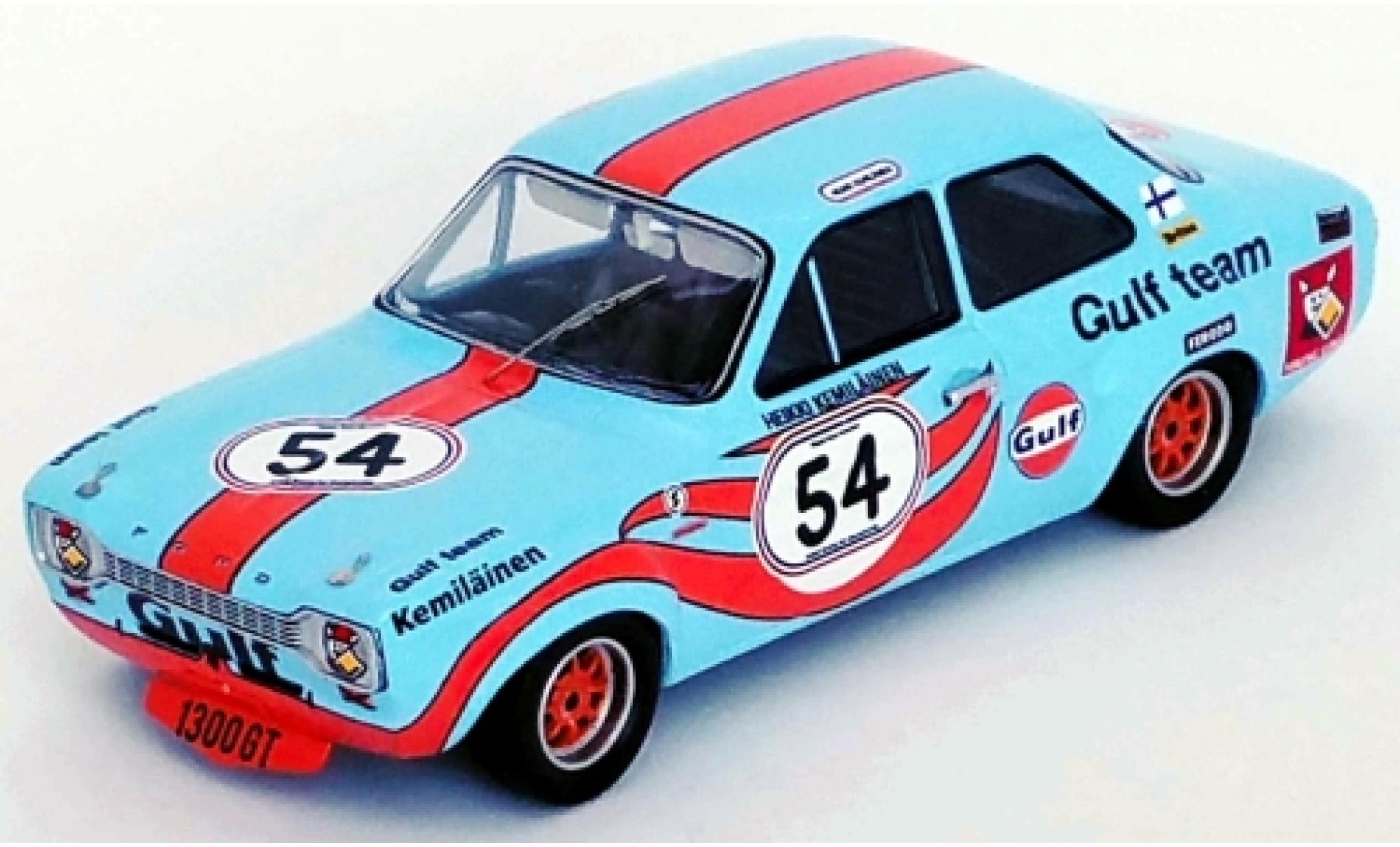 Ford Escort 1/43 Trofeu MK I 1300 GT RHD No.54 Gulf Brands Hatch 1972 H.Kemil&auml;inen modelauto