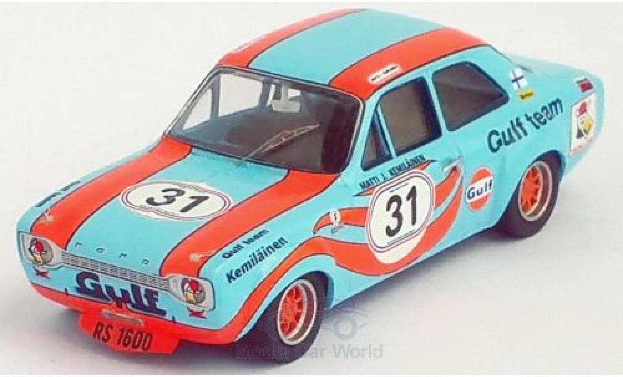 Ford Escort 1/43 Trofeu MK I RS 1600 RHD No.31 Gulf Brands Hatch 1972 M.Kemil&auml;inen modelauto