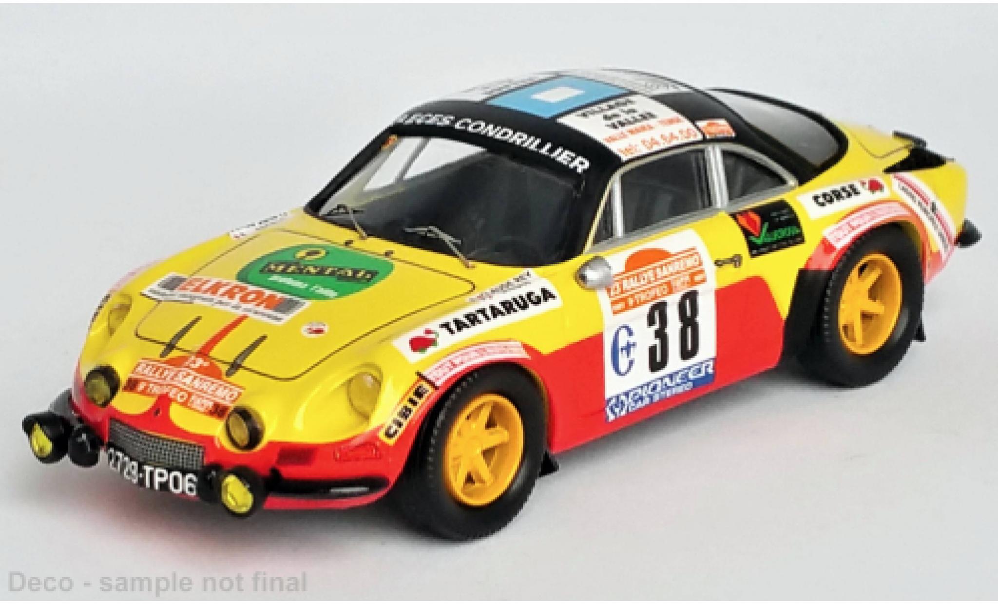 Alpine A110 1/43 Trofeu Renault No.38 Rallye WM Rallye San Remo 1981 modelauto