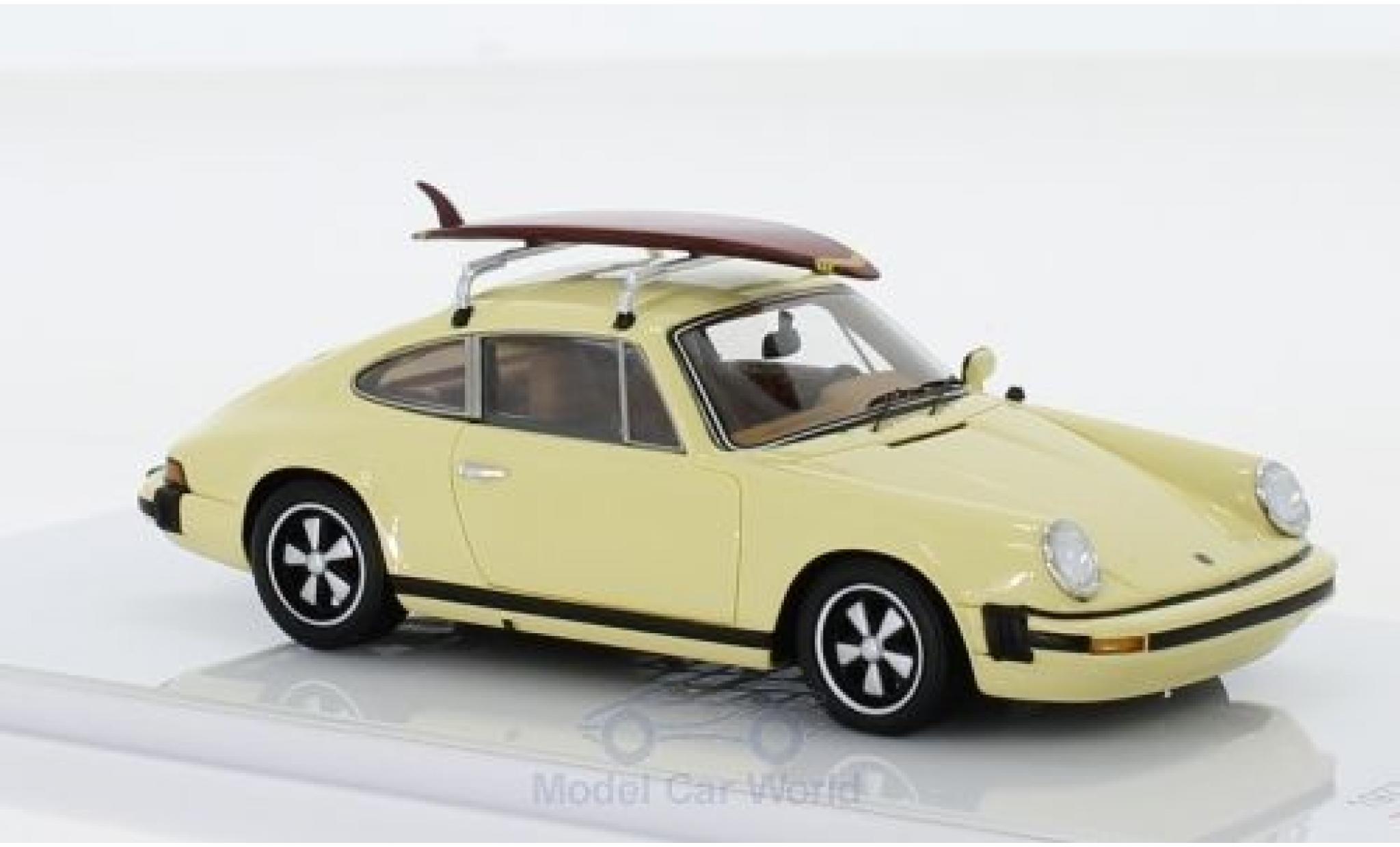 Porsche 930 1/43 TrueScale Miniatures 911S 2.7 beige 1977 mit Surfboard auf Dachgep&auml;cktr&auml;ger modelauto