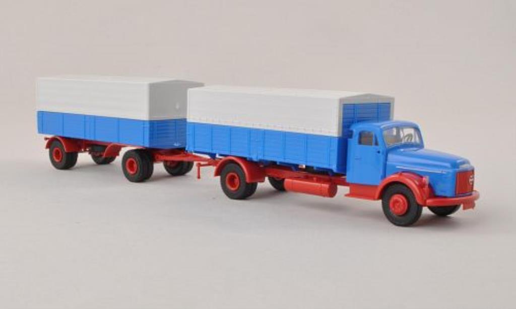 Volvo N88 1/87 Brekina P/P-Zug blauw mit roodem Chassis modelauto