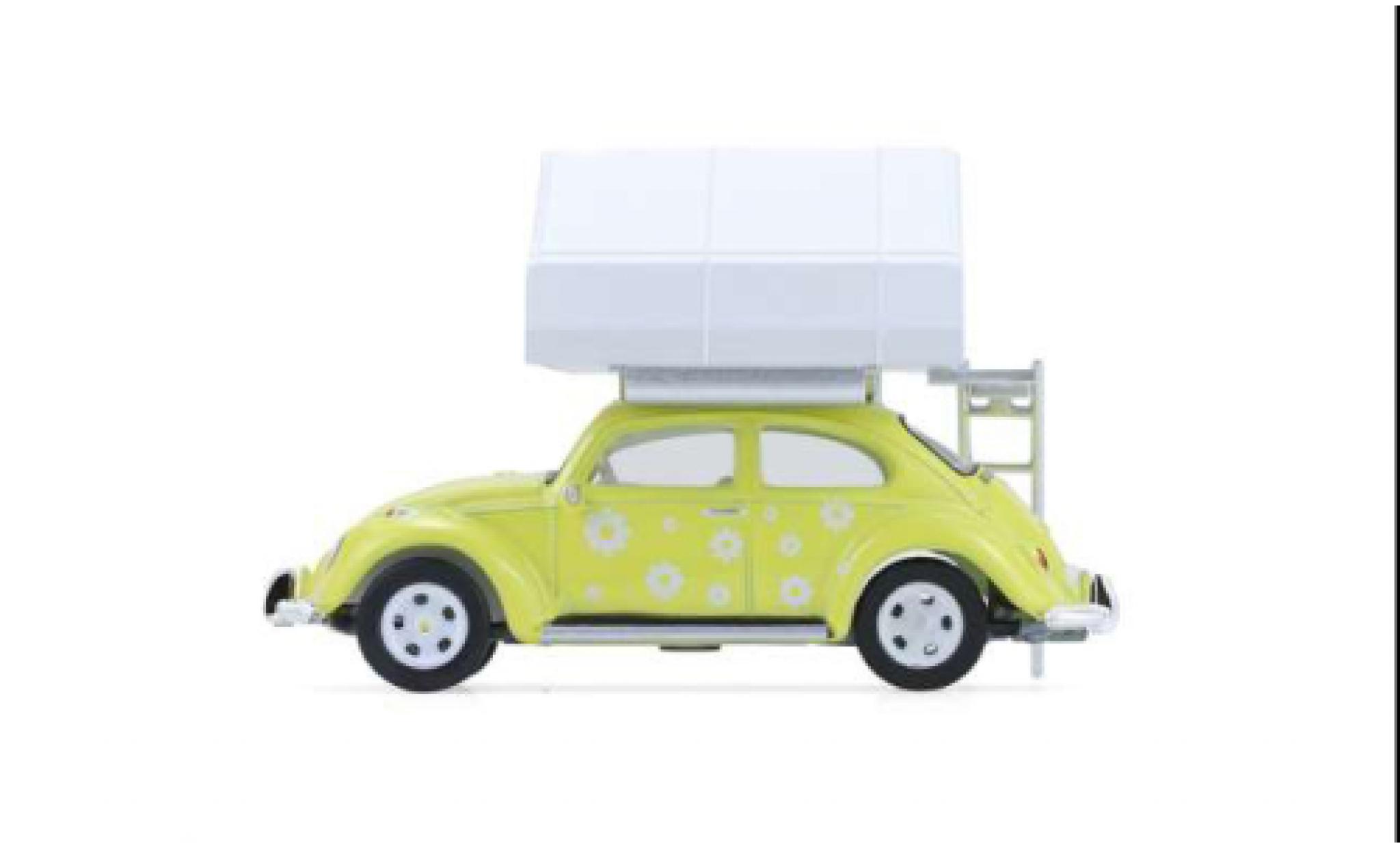 Volkswagen Beetle 1/64 Greenlight (K&auml;fer) geel/wit 1:64 modelauto