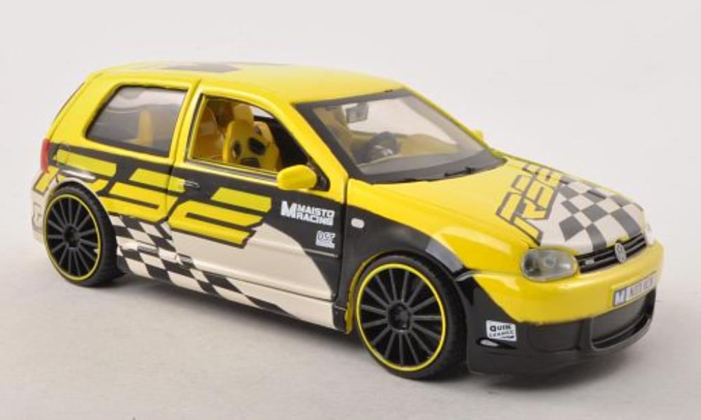 Volkswagen Golf IV R32 1/24 Maisto IV R32 Tuning Racing geel mit Dekoration 2003 modelauto