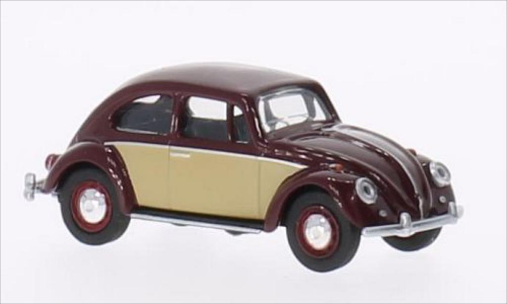 Volkswagen Kafer 1/64 Schuco 1500 rood/beige 1960 modelauto