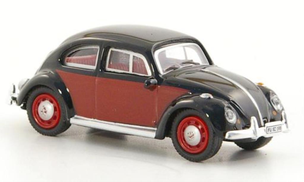Volkswagen Kafer 1/87 Schuco zwart/rood modelauto