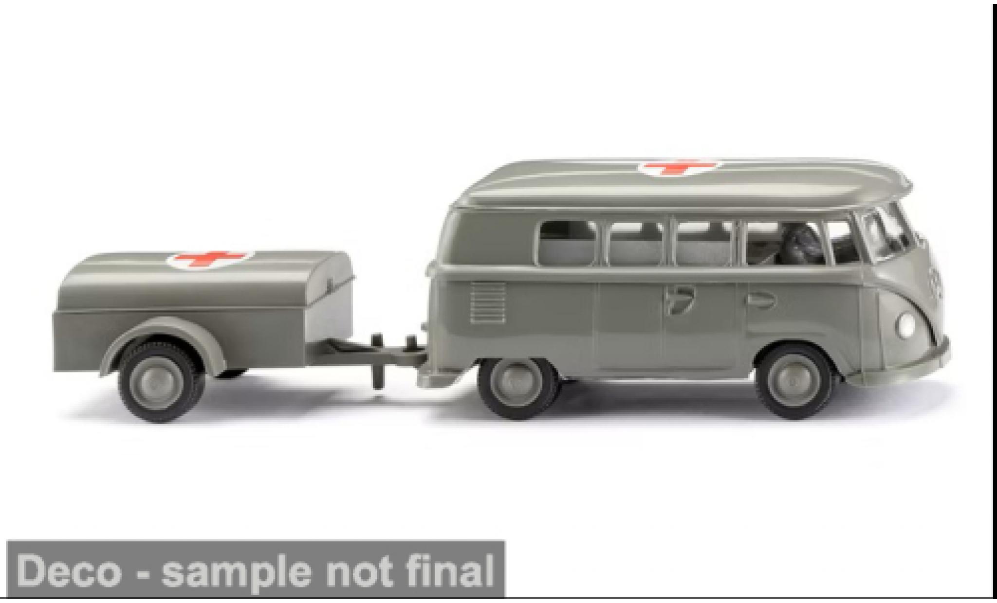 Volkswagen T1 1/87 Wiking Bus mit Anh&auml;nger 1963 Roten Hahn 1:87 modelauto