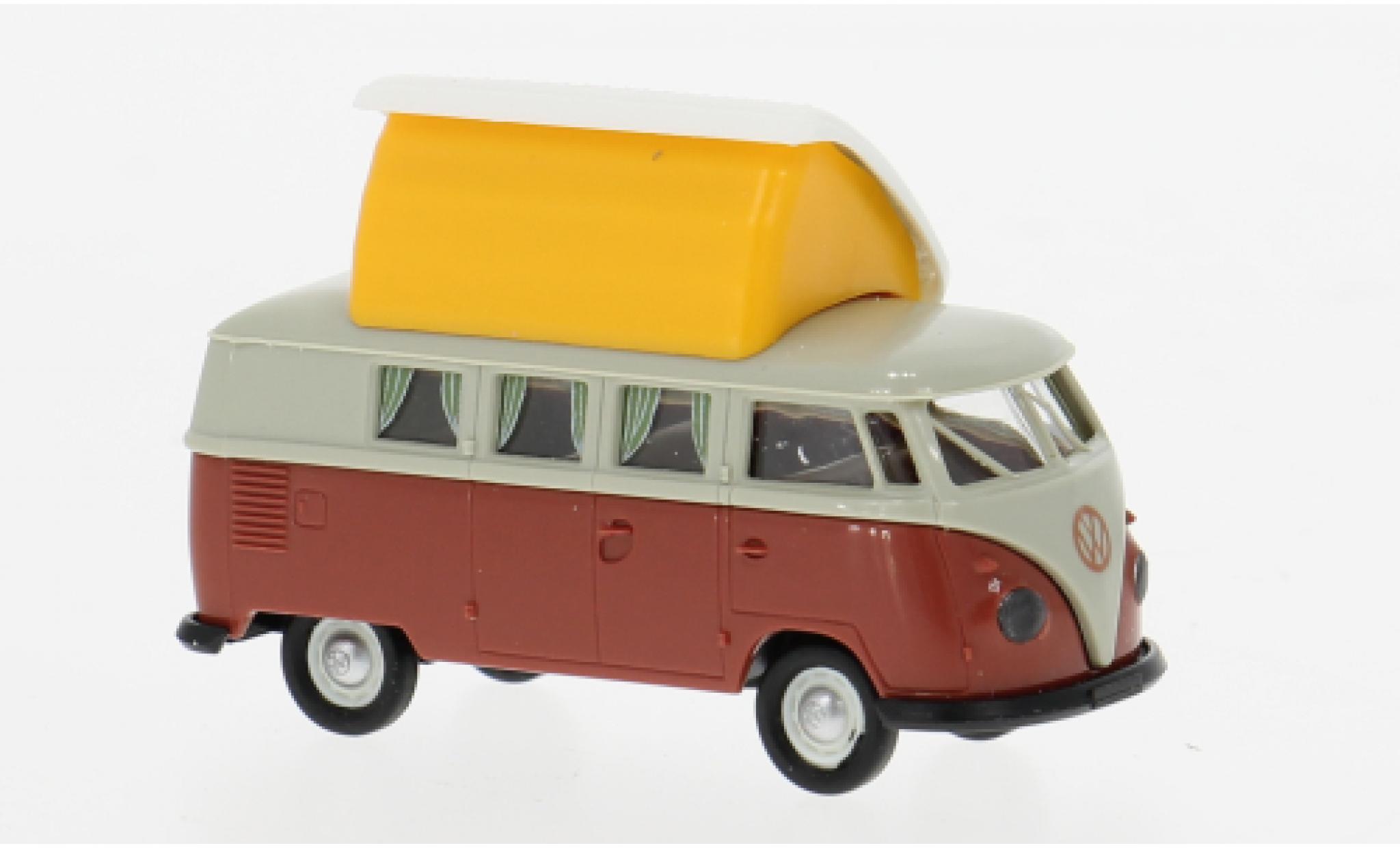 Volkswagen T1 1/87 Brekina b Camper grijs/rood 1960 1:87 modelauto