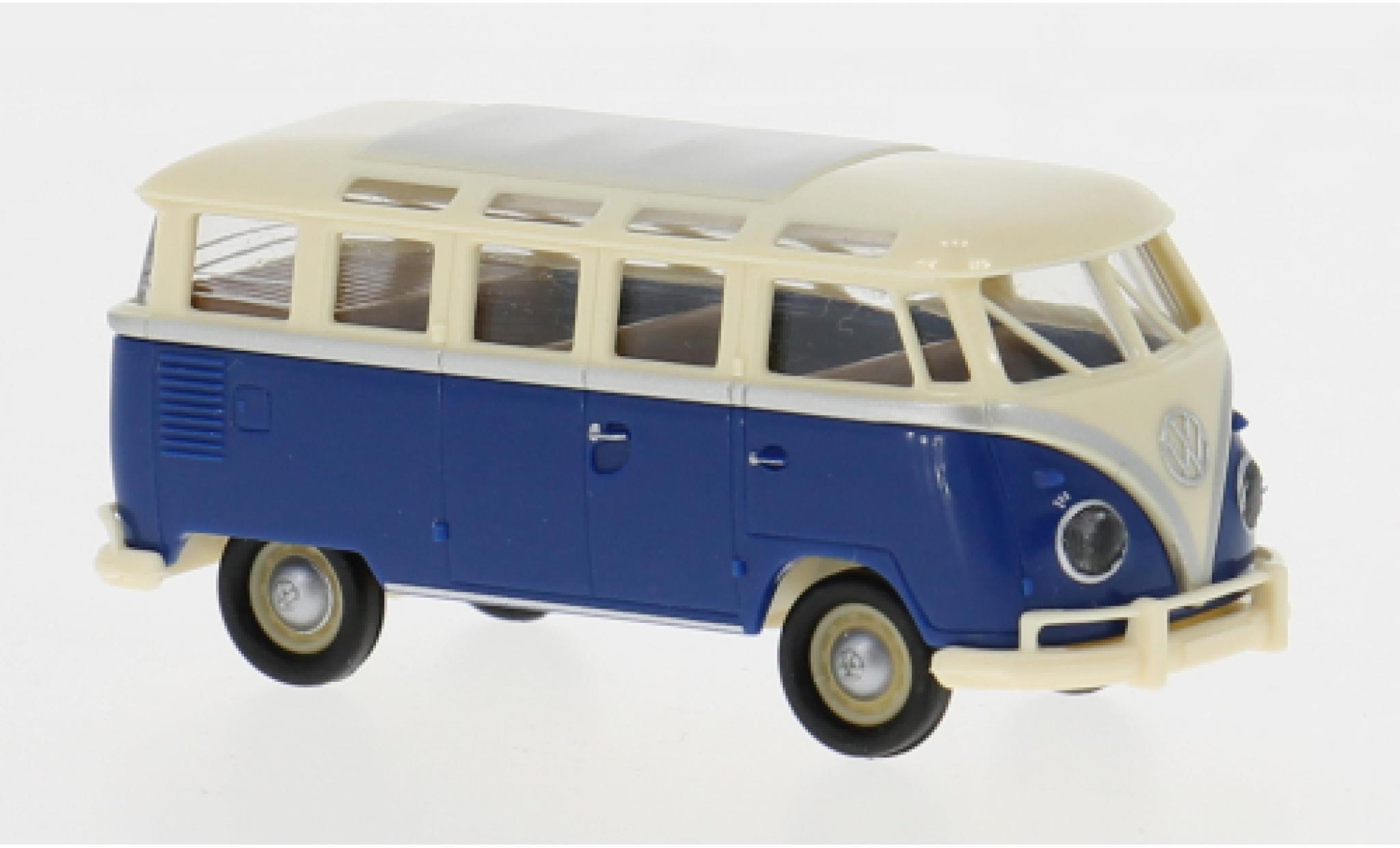 Volkswagen T1 1/87 Brekina b Samba beige/blauw 1960 1:87 modelauto