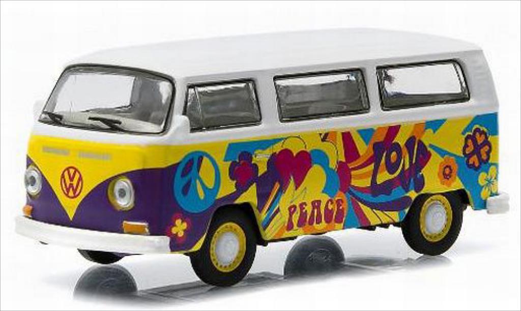 Volkswagen T2 1/64 Greenlight Bus wit/Dekor 1968 modelauto