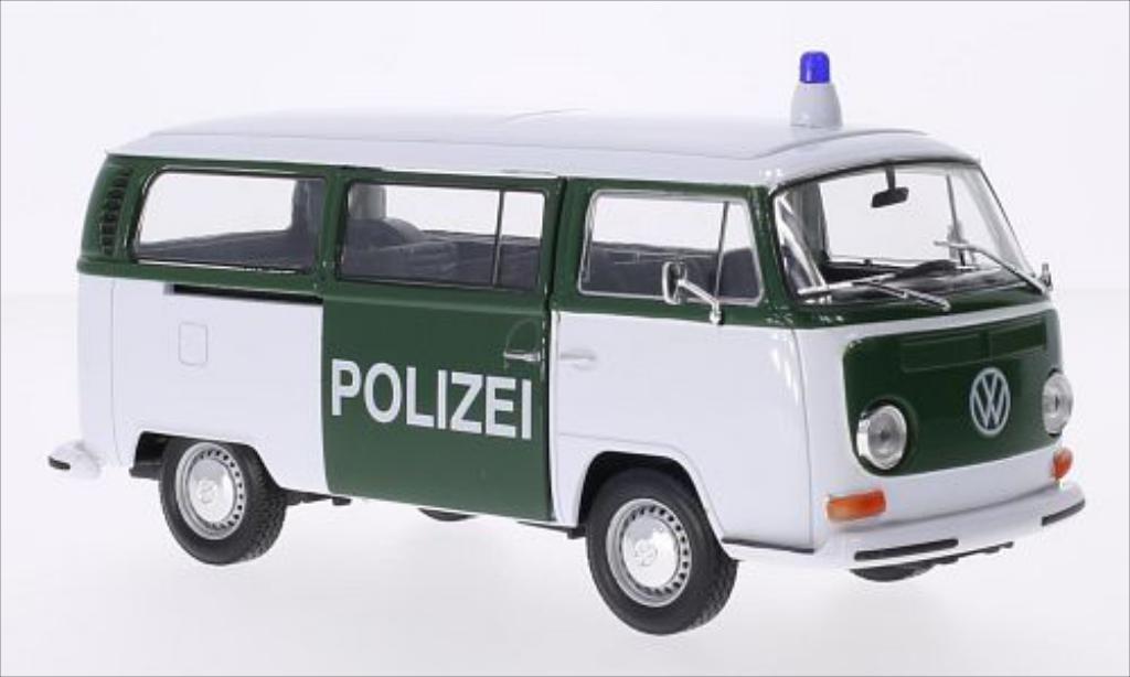 Volkswagen T2 1/24 Welly Bus wit/grun Politie 1972 modelauto