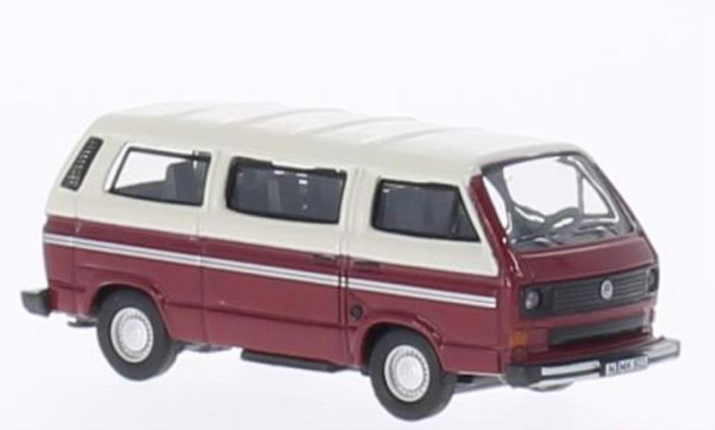 Volkswagen T3 1/87 Schuco Bus rood/wit modelauto