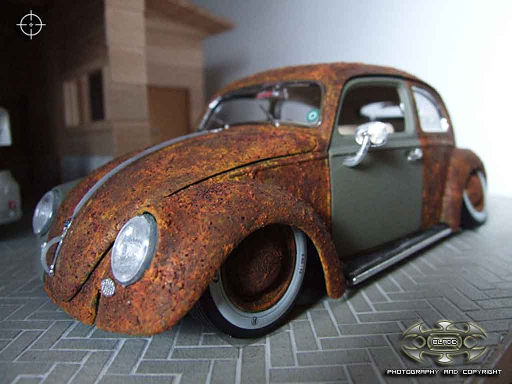 Volkswagen Kafer 1/18 Burago rat added rust modelauto