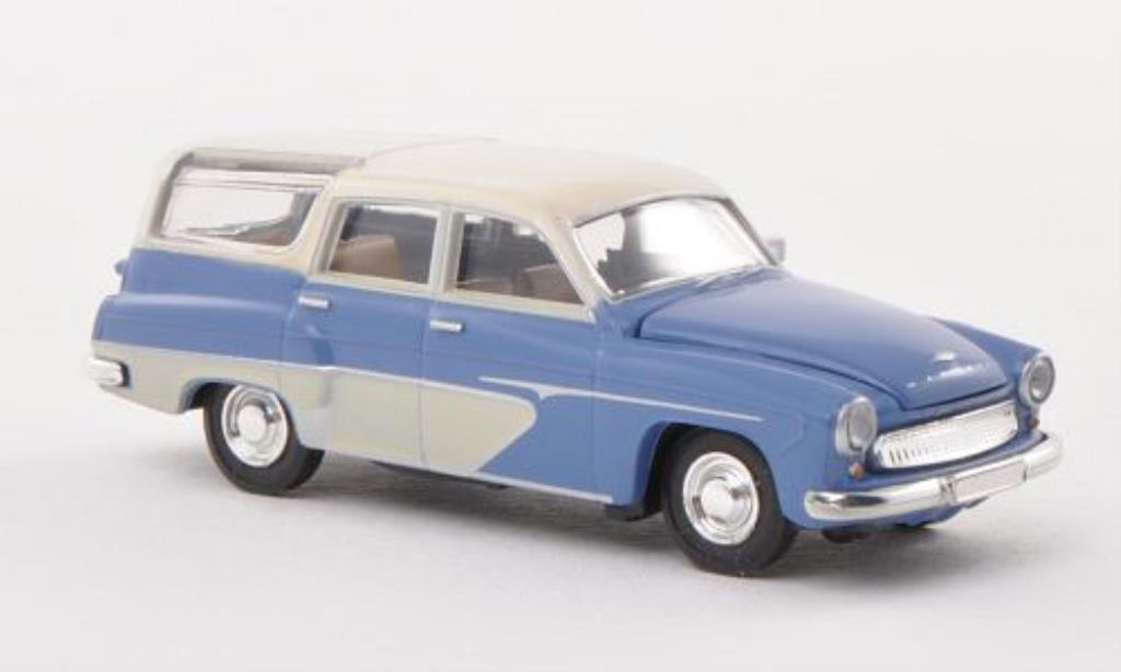 Wartburg 311 1/87 Brekina Camping blauw/beige modelauto