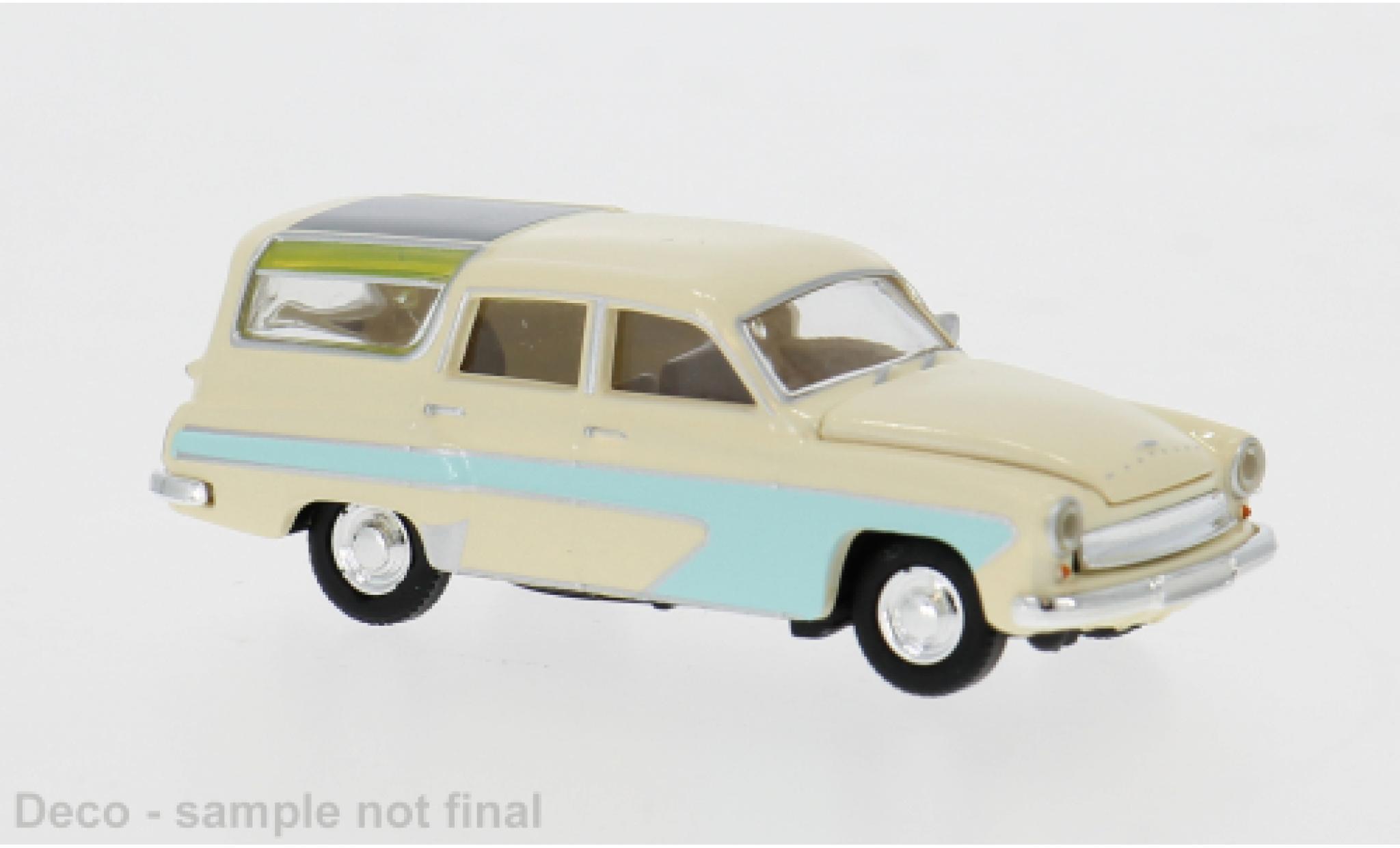Wartburg 311 1/87 Brekina Camping beige/blauw 1959 1:87 modelauto