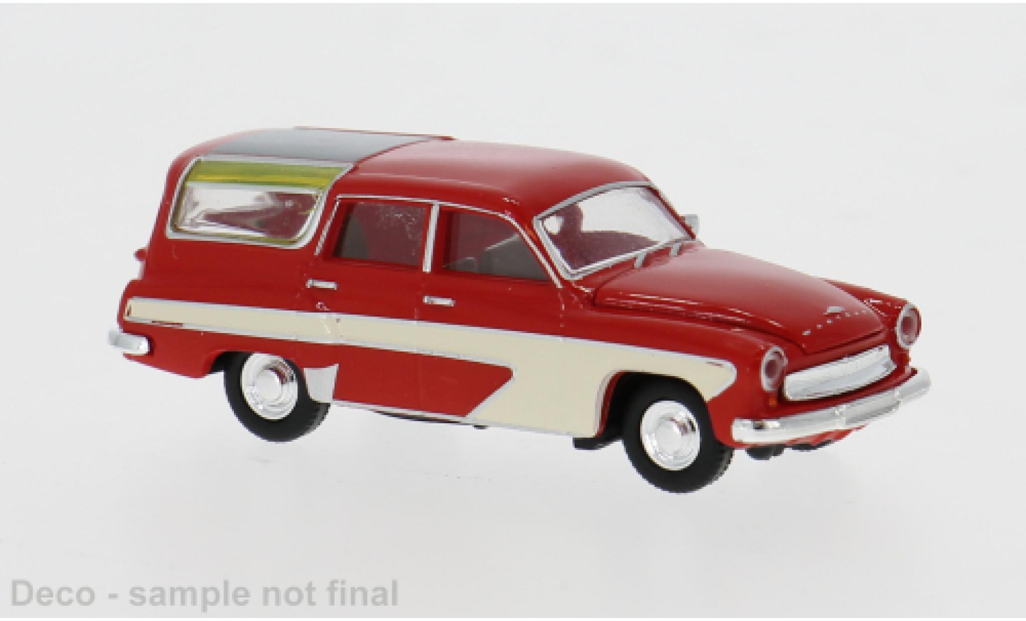 Wartburg 311 1/87 Brekina Camping rood/wit 1959 1:87 modelauto