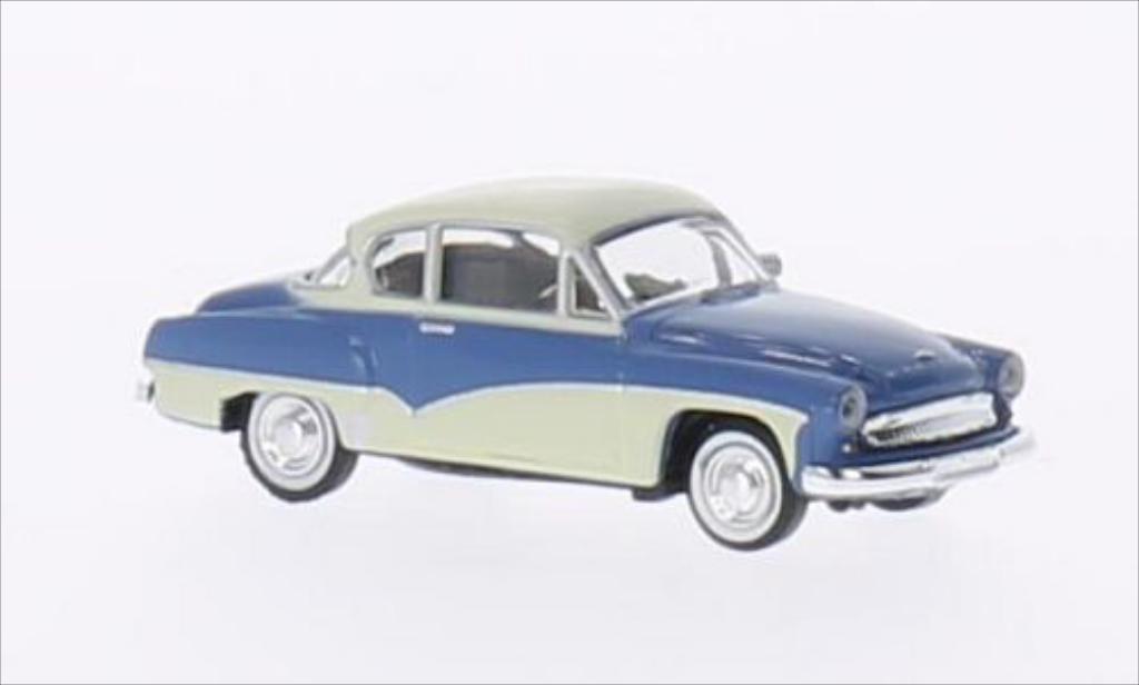 Wartburg 311 1/87 Brekina Coupe blauw/beige modelauto