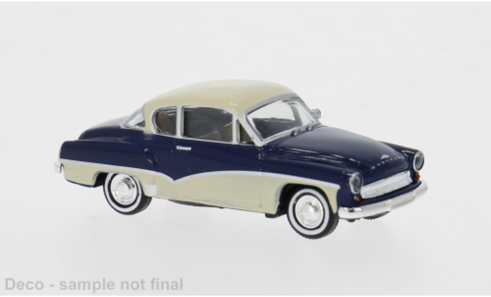 Wartburg 311 1/87 Brekina Coupe blauw/beige 1959 1:87 modelauto