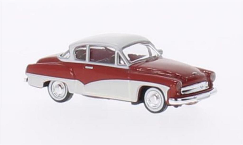 Wartburg 311 1/87 Brekina Coupe rood/wit modelauto