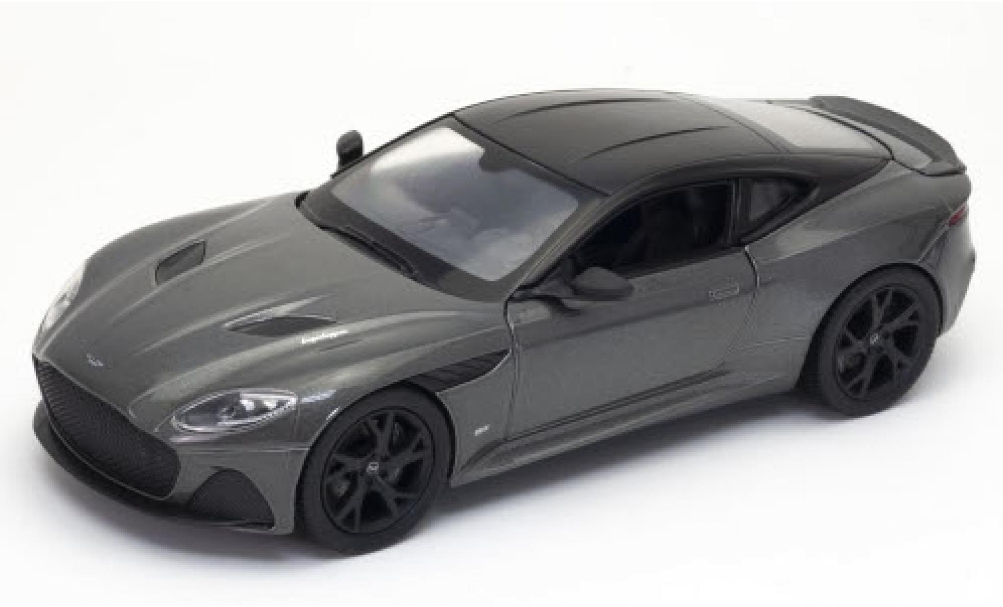 Aston Martin DBS 1/24 Welly Superleggera metallic grijs/zwart 2018 modelauto