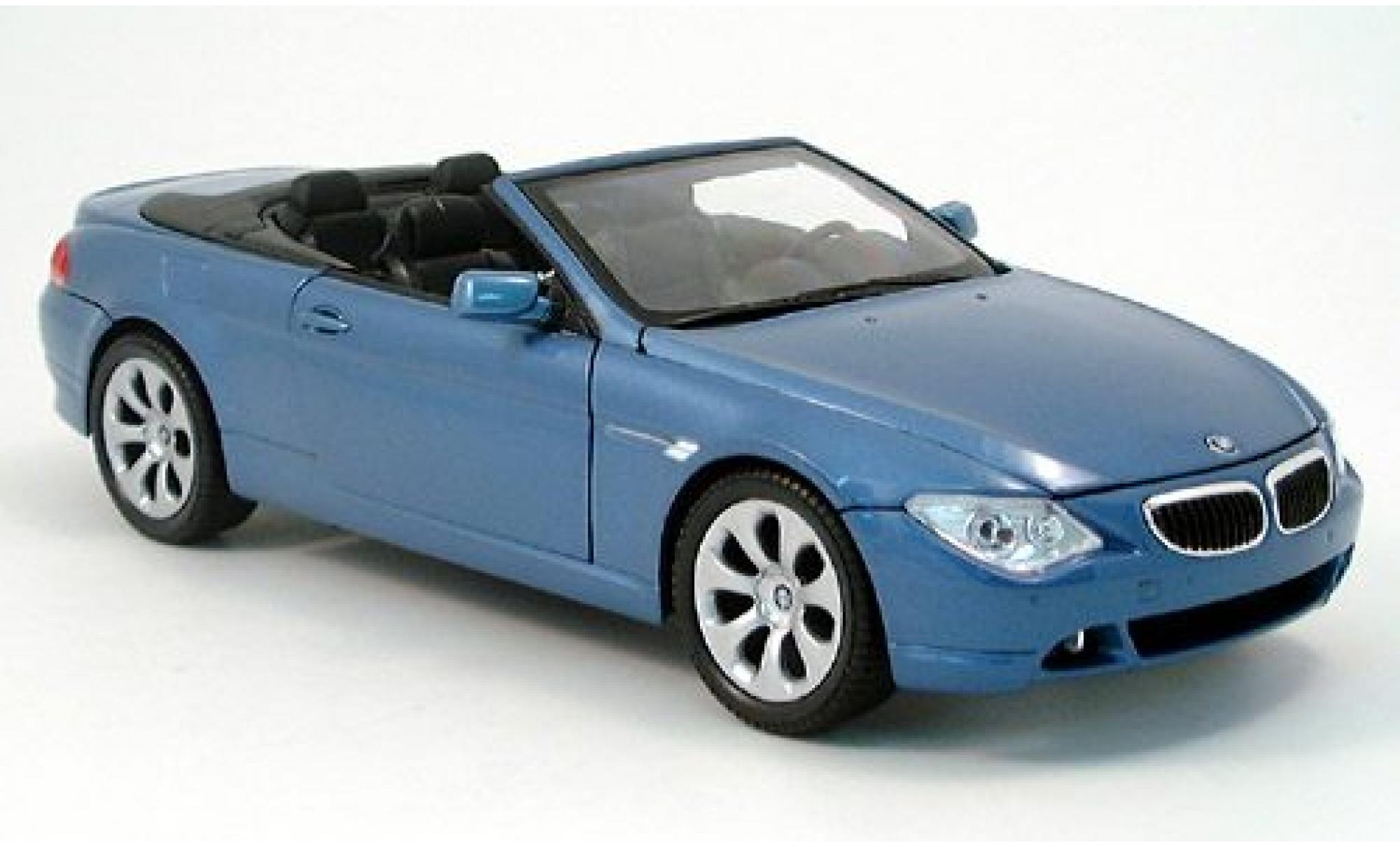 Bmw 645 1/18 Welly CI Cabriolet met.--blauw 2004 1:18 modelauto