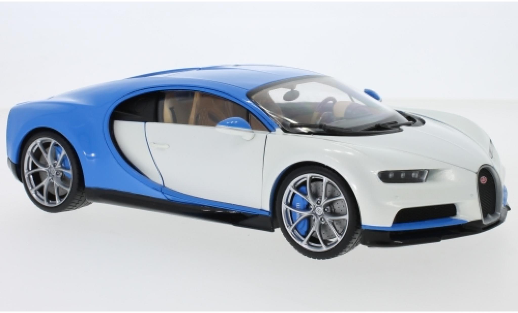 Bugatti Chiron 1/18 Welly wit/blauw 2016 modelauto