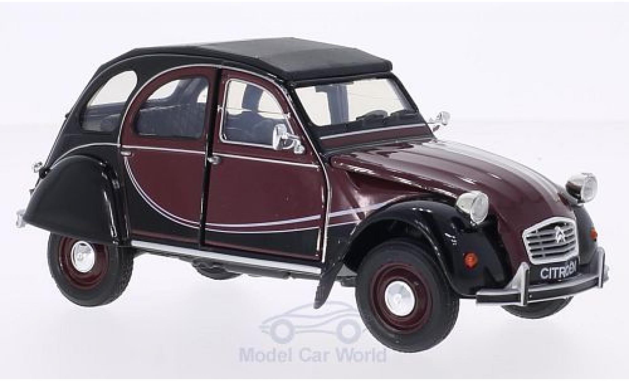 Citroen 2CV 1/24 Welly 6 Charleston rood/zwart modelauto