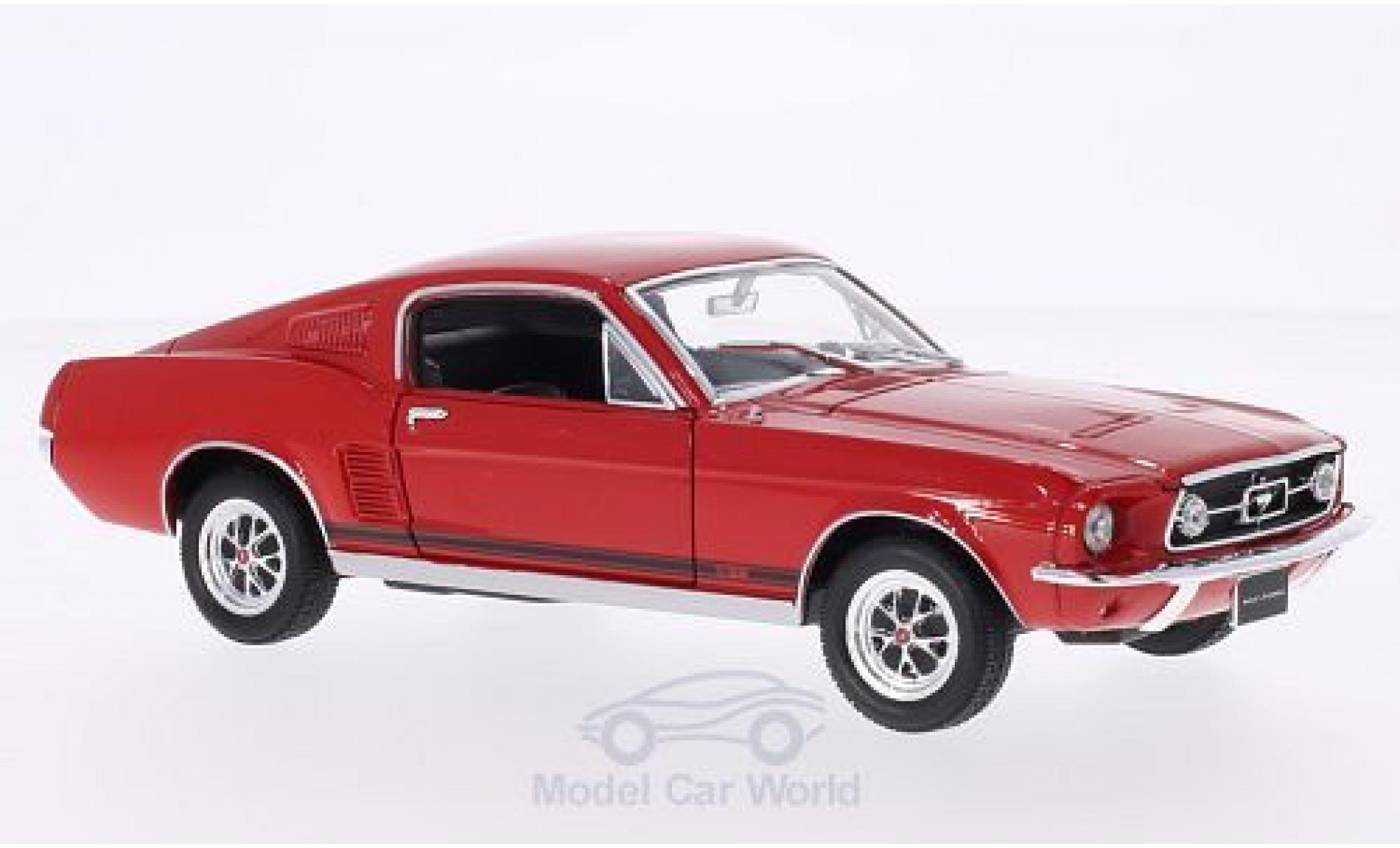 Ford Mustang GT 1/24 Welly GT Fastback rood 1967 modelauto