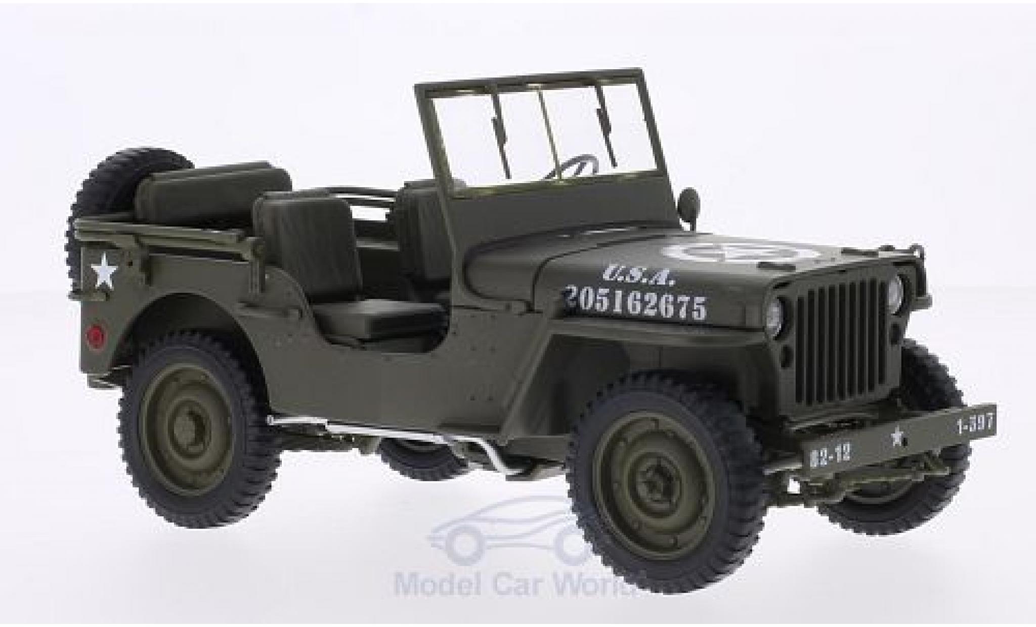 Jeep Willys 1/18 Welly matt-oliv U.S. Army offen modelauto