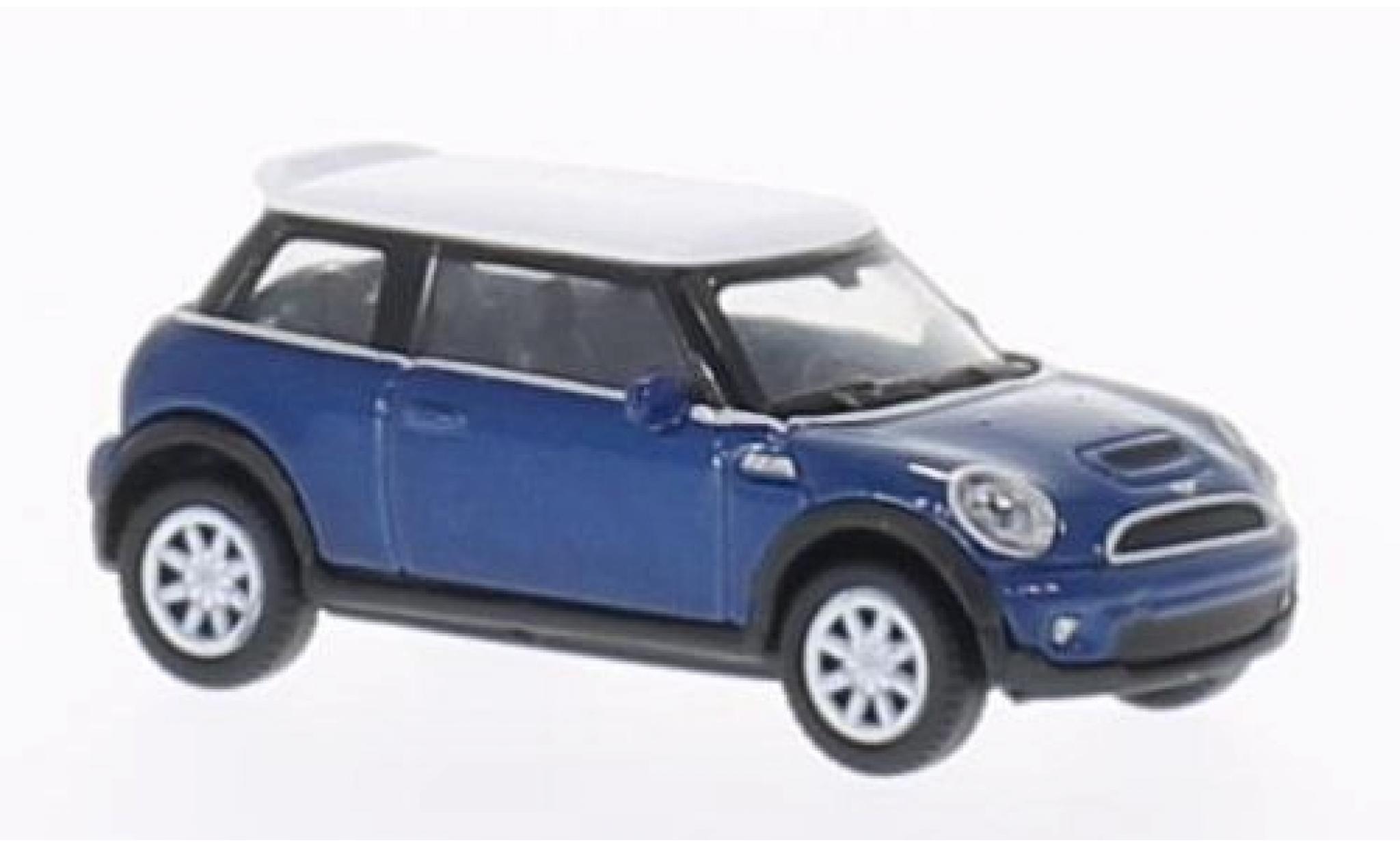 Mini Cooper 1/87 Welly S blauw/wit modelauto