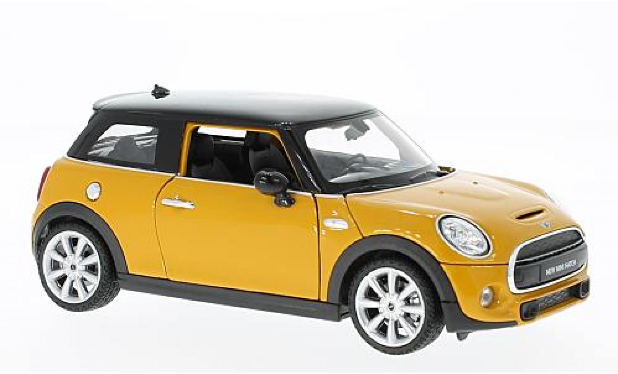 Mini Cooper 1/24 Welly S geel/zwart modelauto