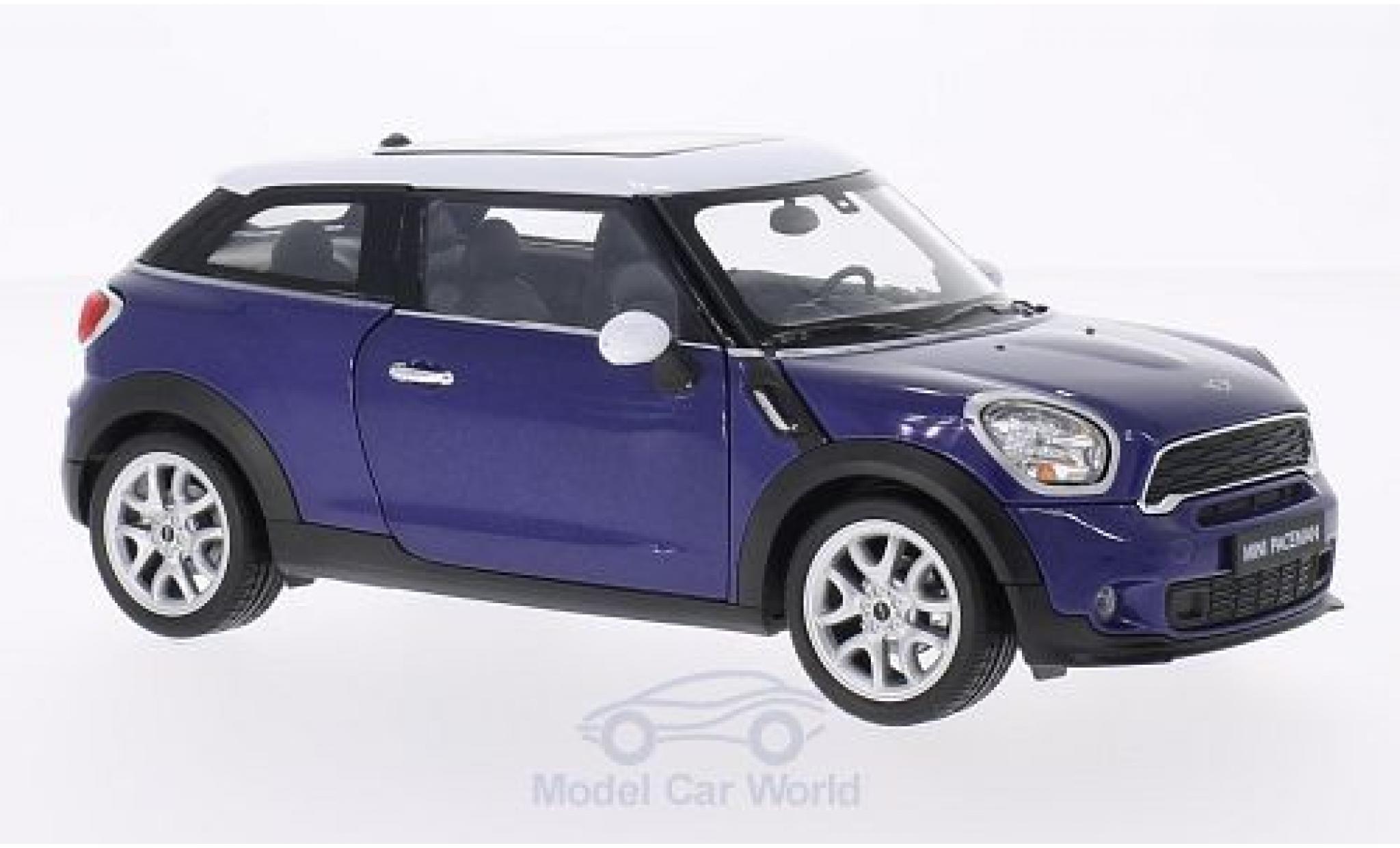 Mini Cooper 1/24 Welly S Paceman metallic blauw/wit modelauto