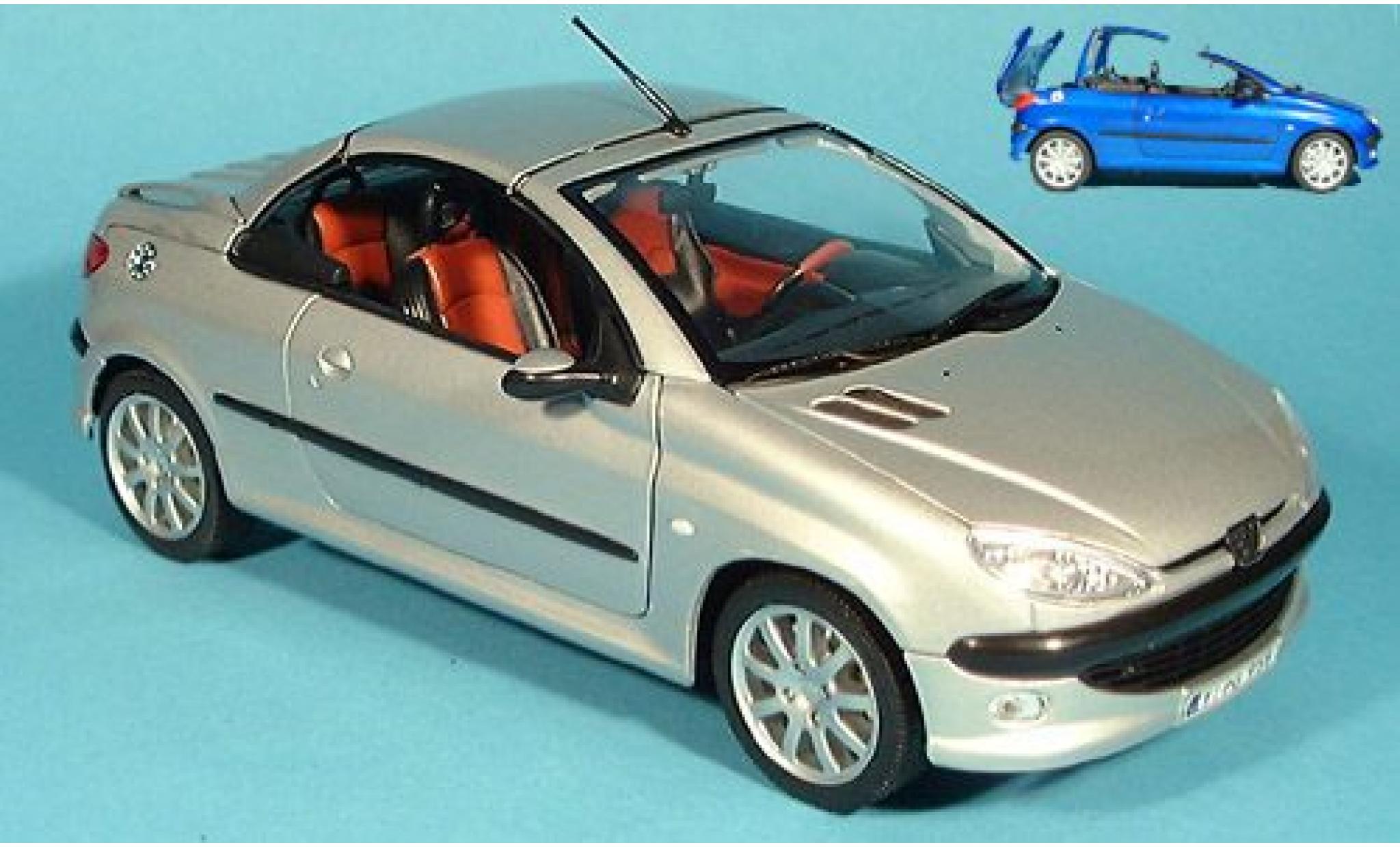 Peugeot 206 1/18 Welly CC grijs 1:18 modelauto