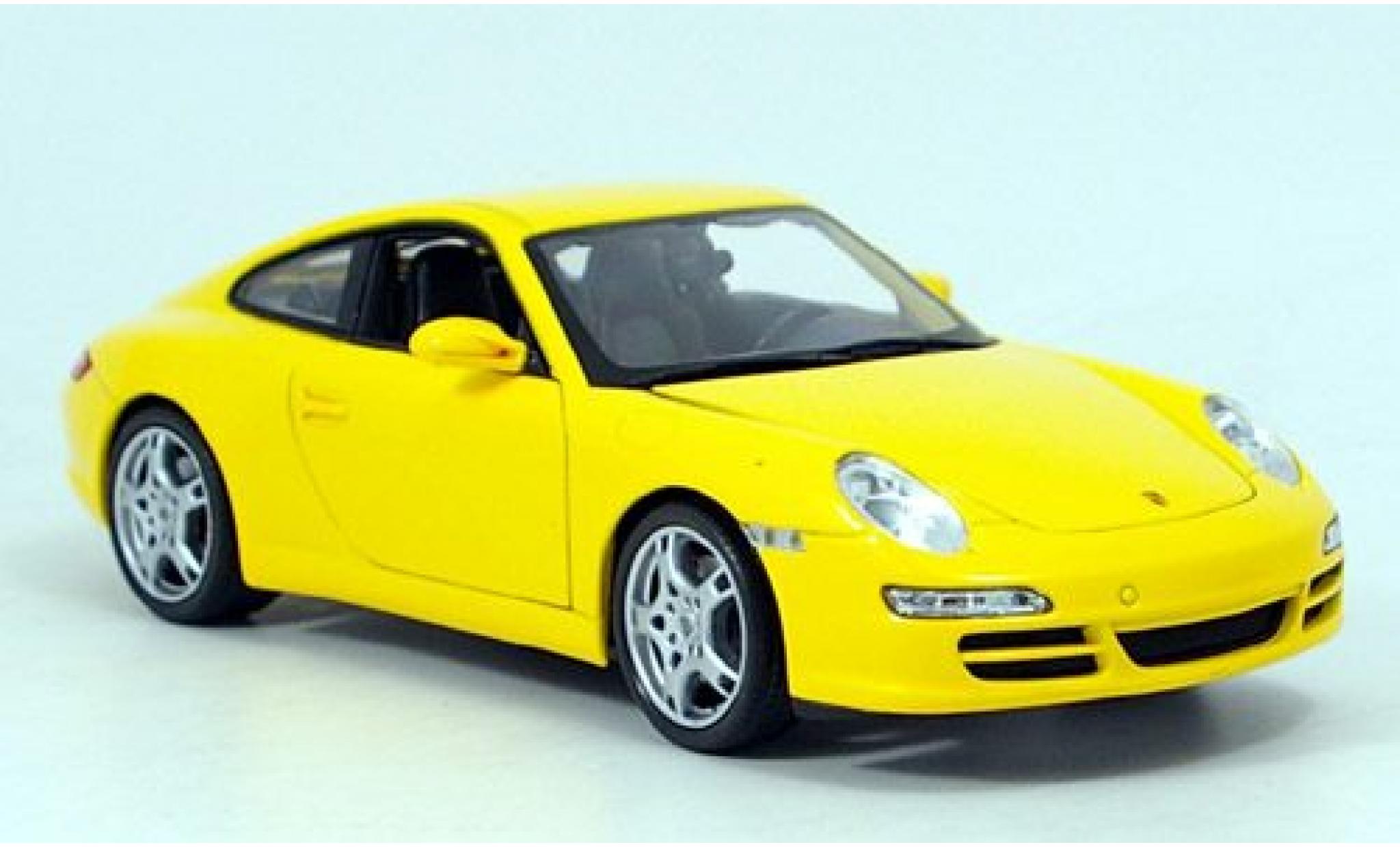 Porsche 997 S 1/18 Welly 911  Carrera Coupe geel 1:18 modelauto