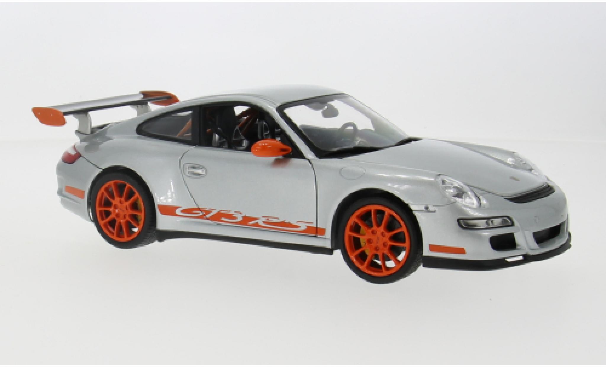 Porsche 997 GT3 RS 1/18 Welly 911  grijs/oranje 2007 1:18 modelauto