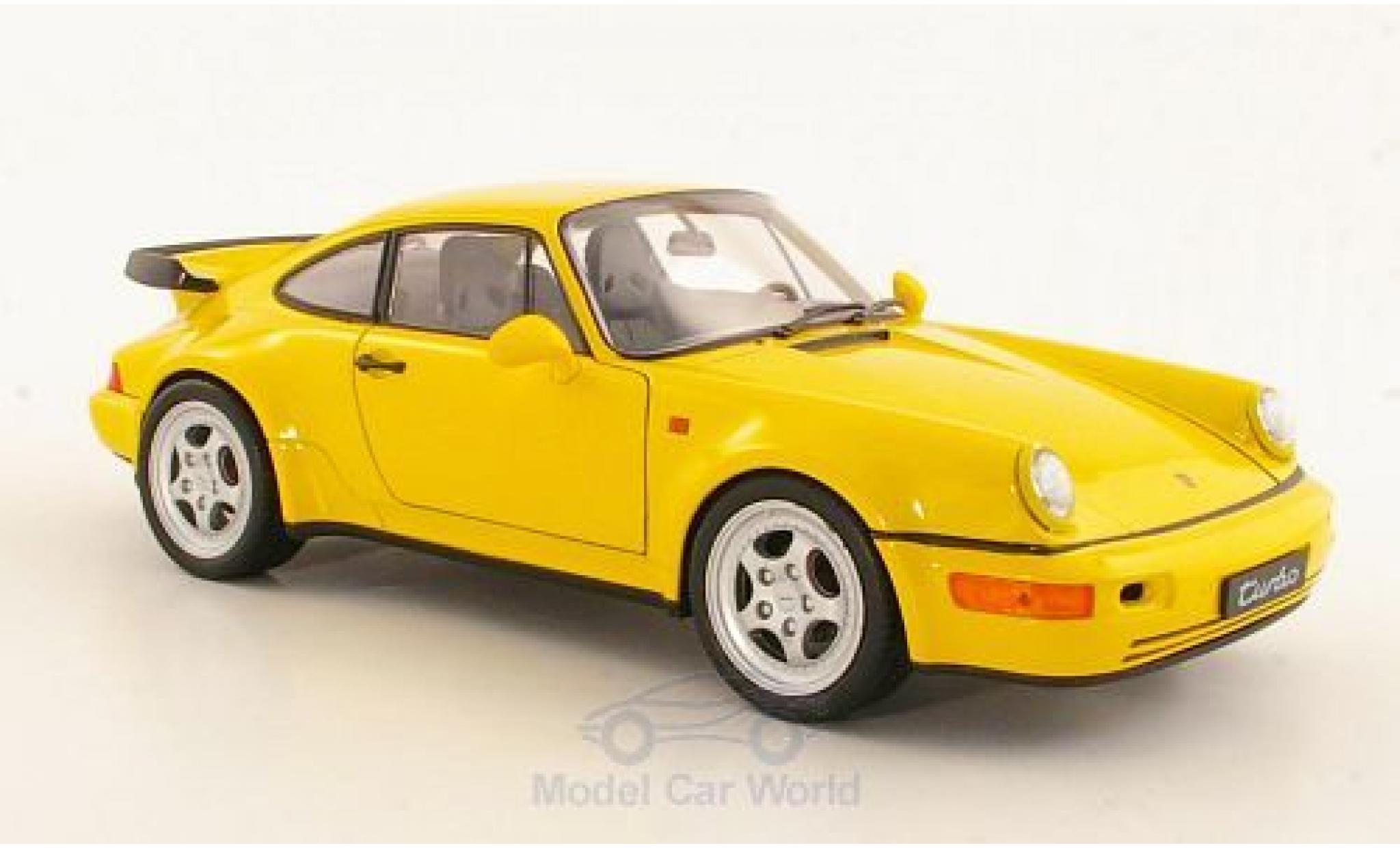 Porsche 964 Turbo 1/18 Welly 911 Turbo () geel modelauto