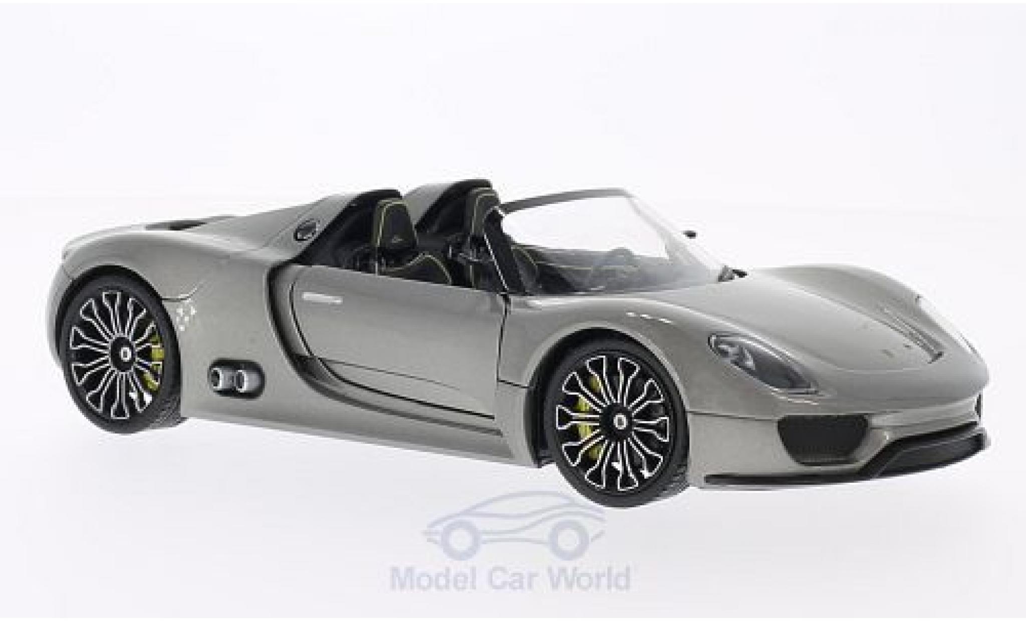 Porsche 918 1/24 Welly Spyder grijs modelauto