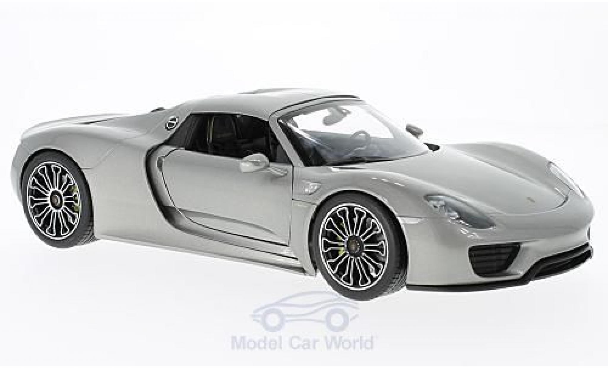 Porsche 918 1/18 Welly Spyder grijs 2011 Hard Top modelauto