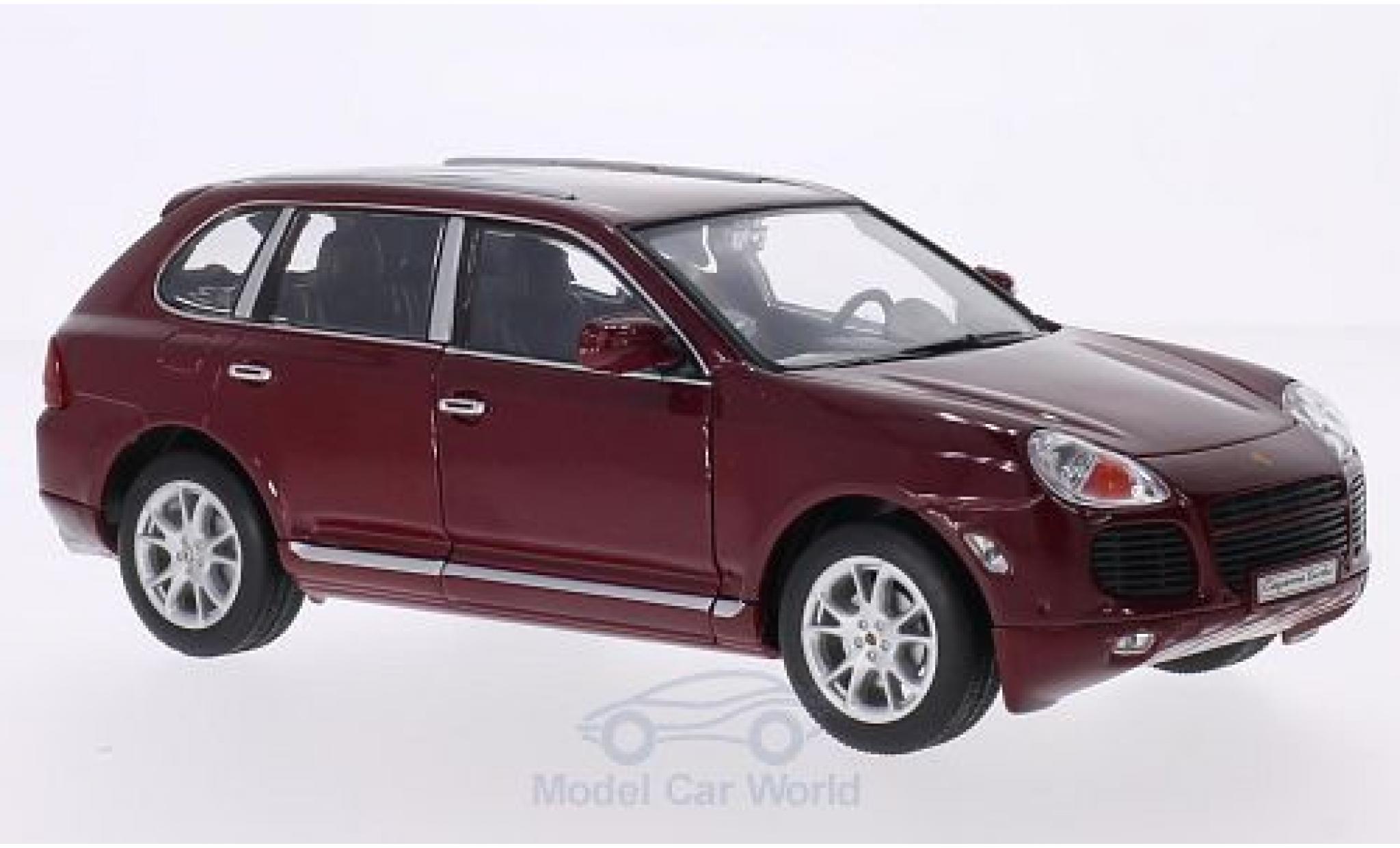 Porsche Cayenne Turbo 1/24 Welly Turbo rood modelauto