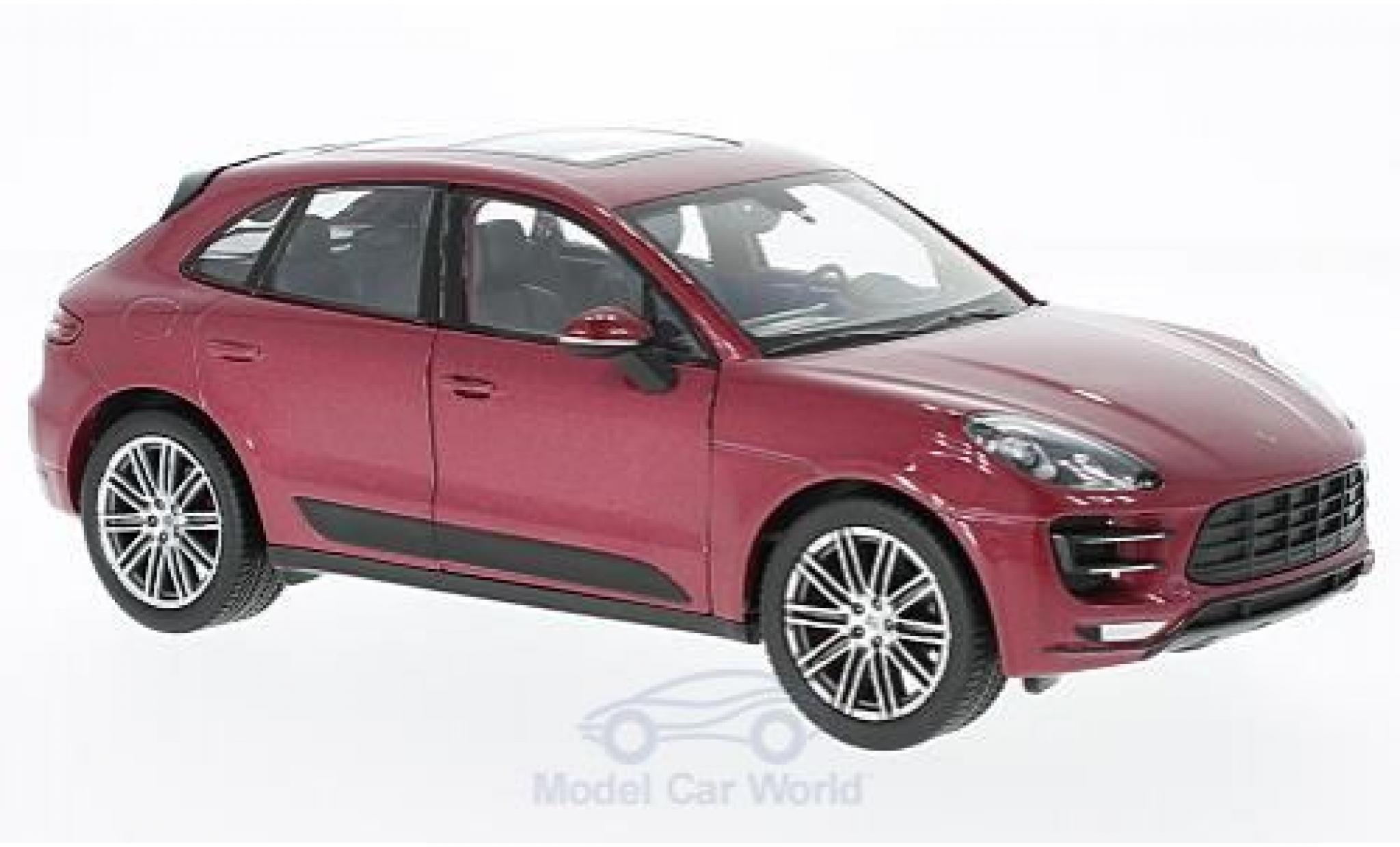 Porsche Macan Turbo 1/24 Welly Turbo metallic rood modelauto