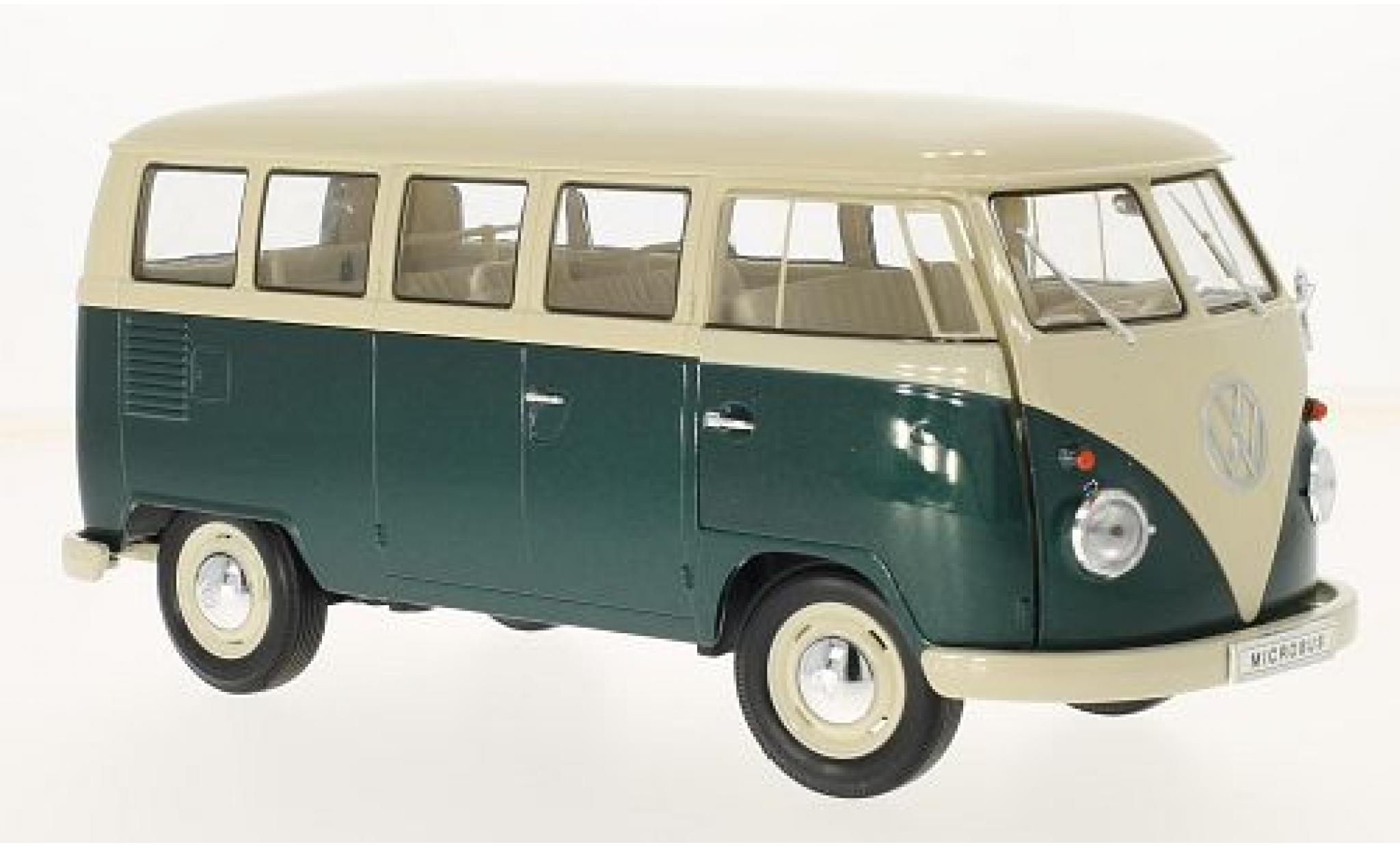 Volkswagen T1 1/18 Welly beige/groen 1963 bus modelauto
