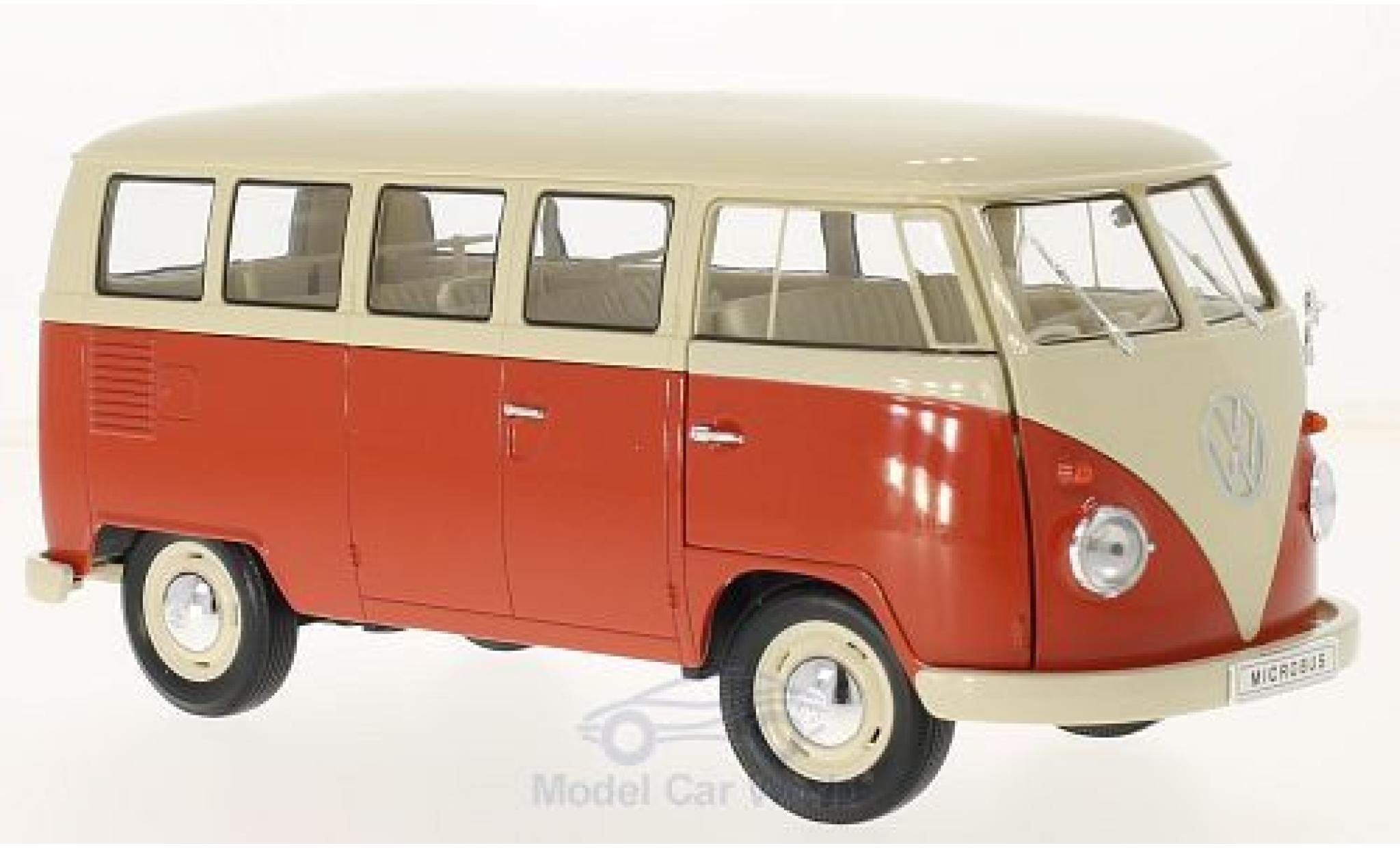 Volkswagen T1 1/18 Welly beige/rood 1963 Bus modelauto