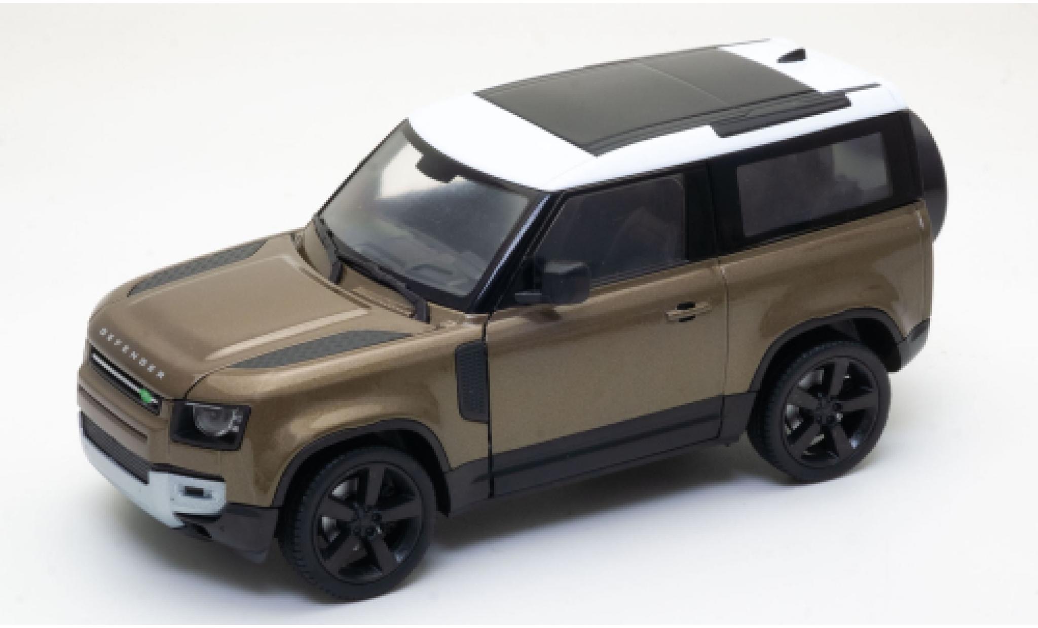 Land Rover Defender 1/24 Welly metallic bruin/wit 2020 modelauto