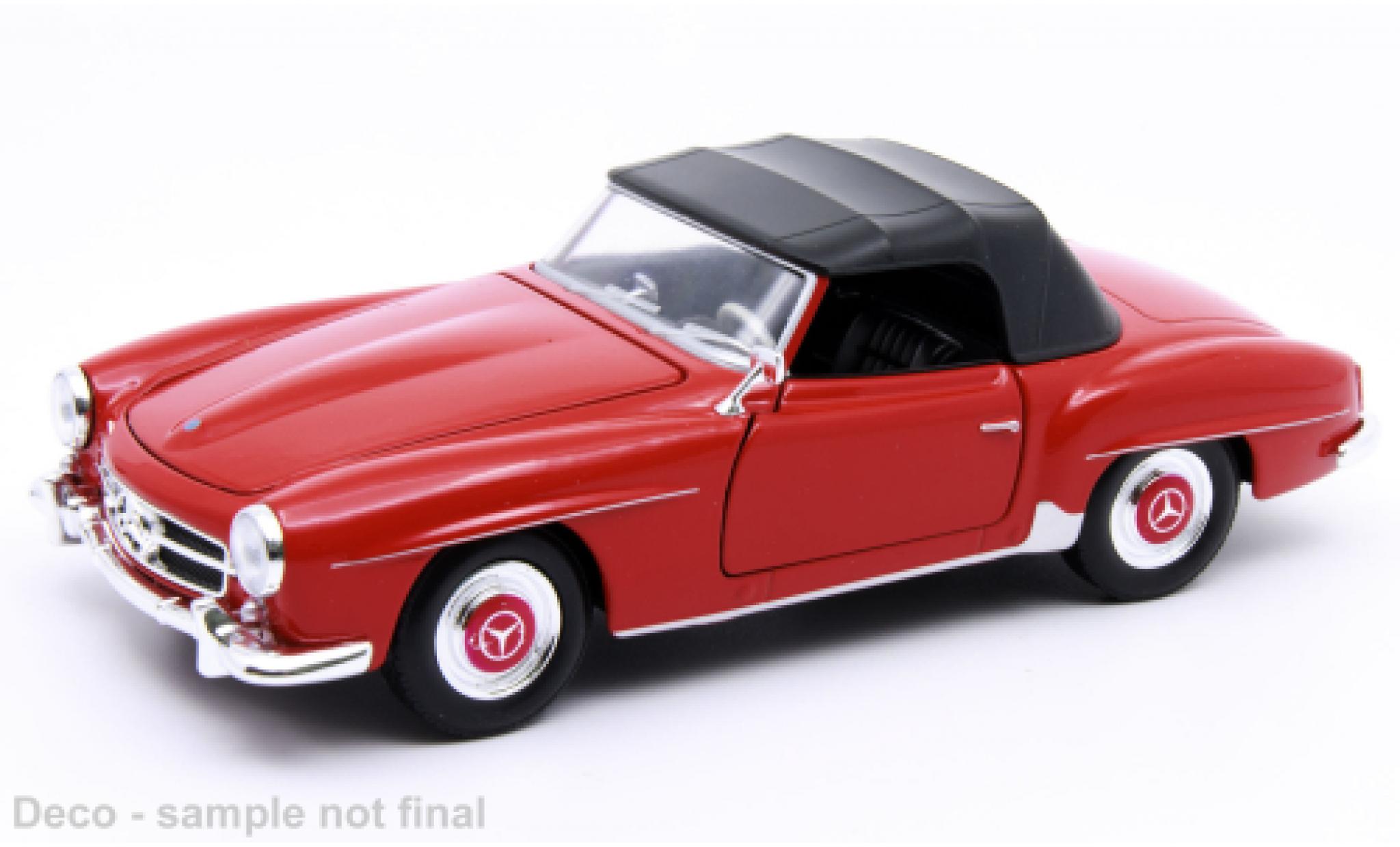 Mercedes 190 1/24 Welly SL (W121) rood/zwart modelauto