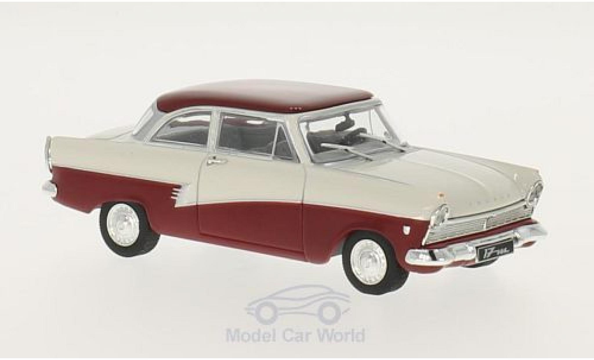 Ford Taunus 1957 1/43 WhiteBox 17m (P2) wit/rood 1957 modelauto