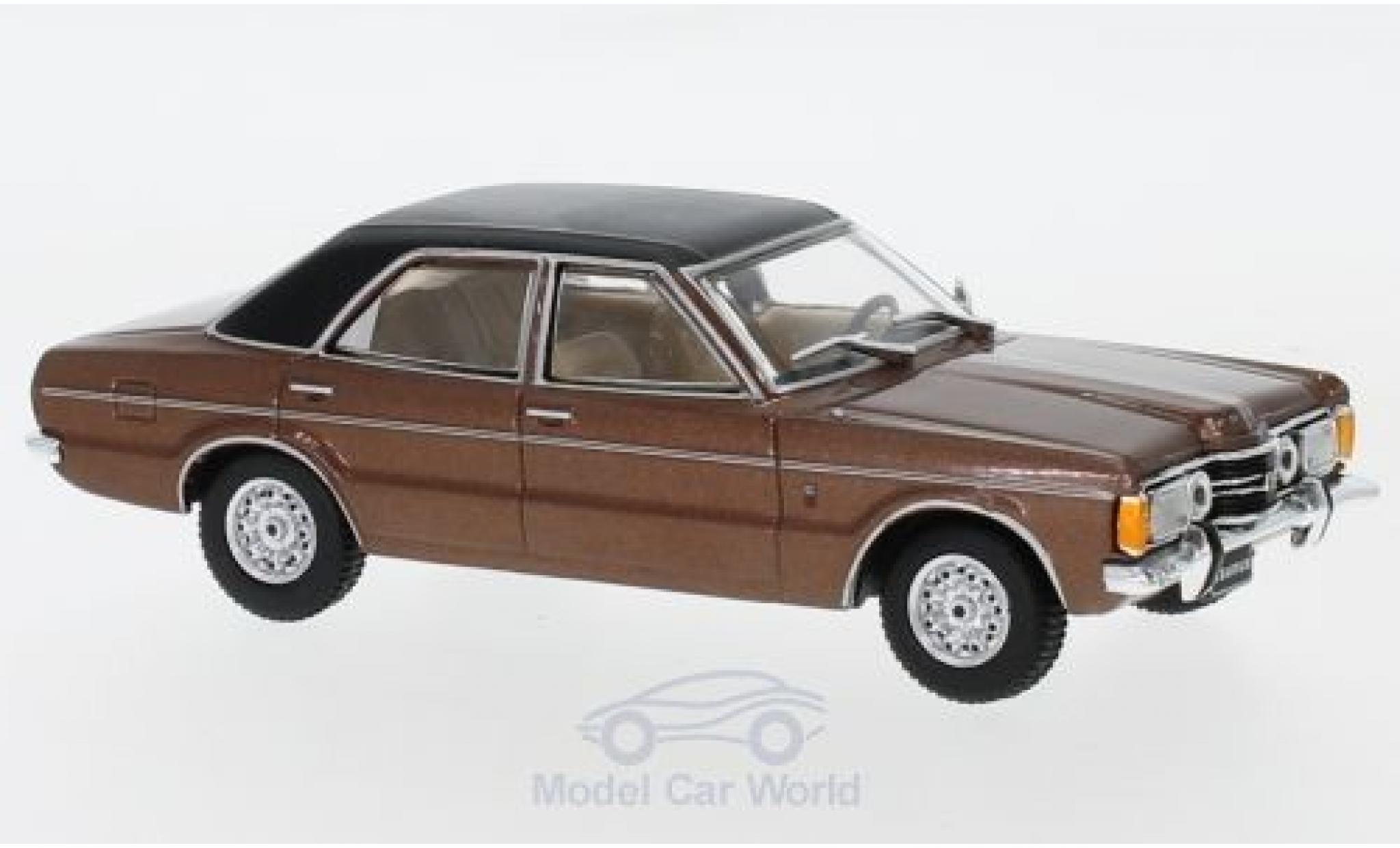 Ford Taunus 1/43 WhiteBox GXL metallic bruin/zwart 1974 modelauto