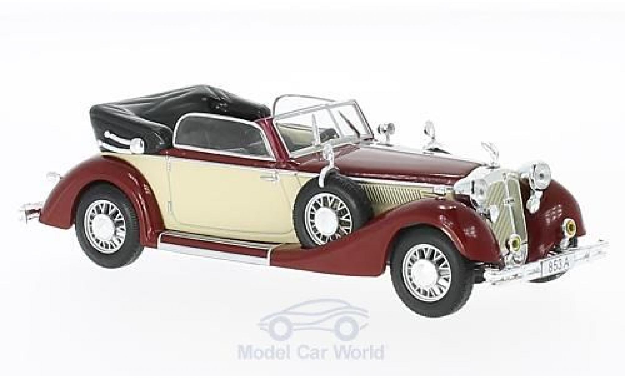 Horch 853 1/43 WhiteBox A Cabriolet rood/beige 1938 modelauto