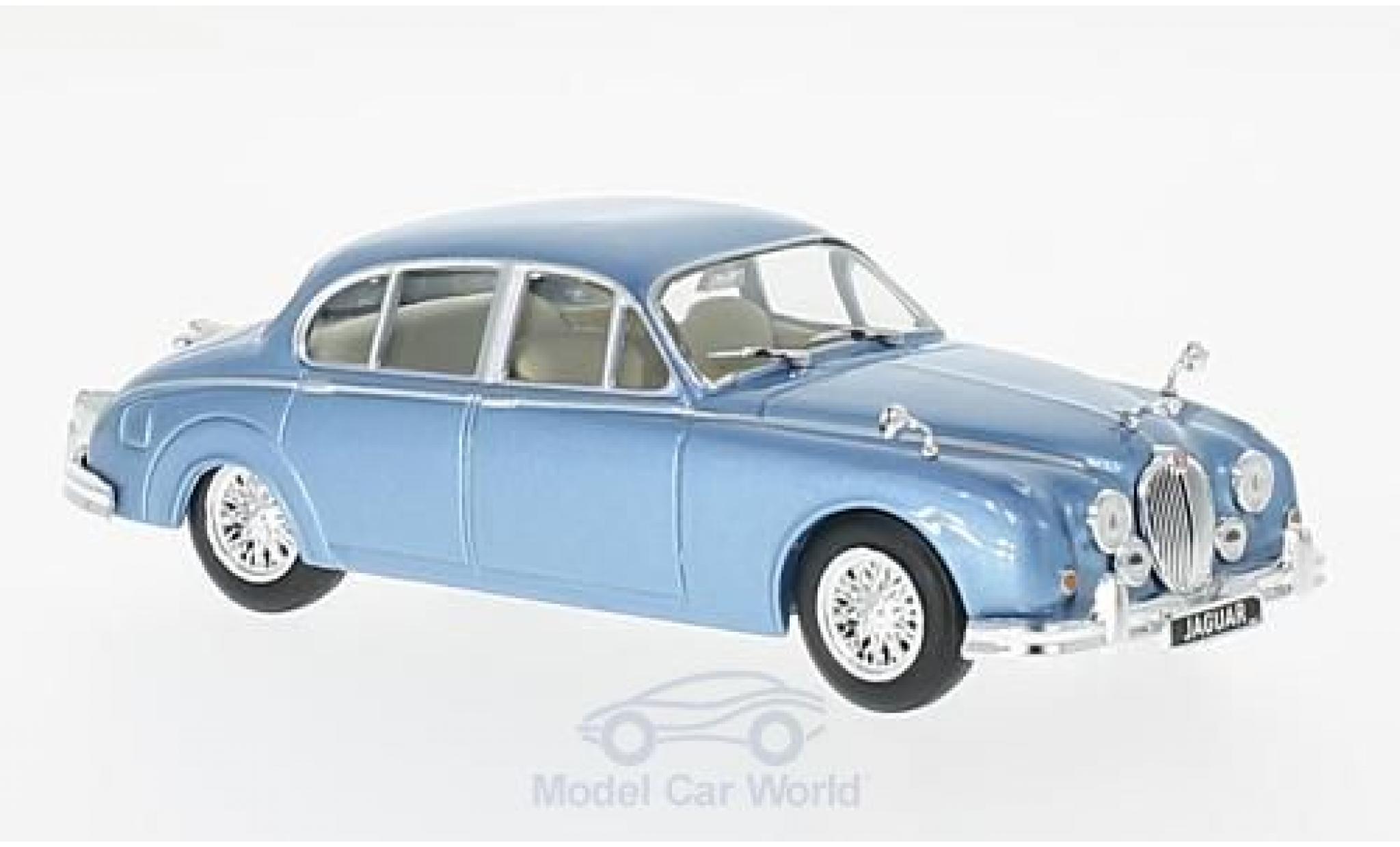 Jaguar MK 9 1/43 WhiteBox II metallic blauw RHD 1960 modelauto