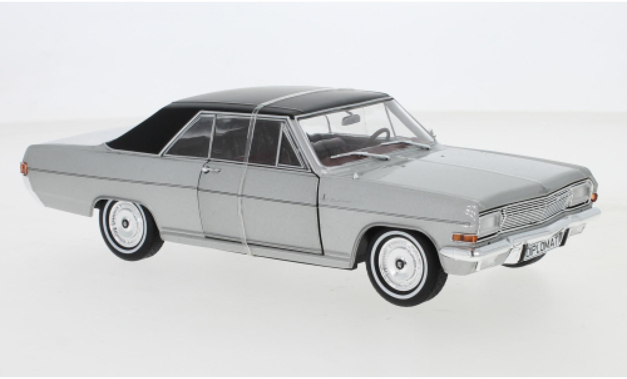 Opel Diplomat 1/24 WhiteBox A V8 Coup&eacute; grijs/zwart 1965 modelauto