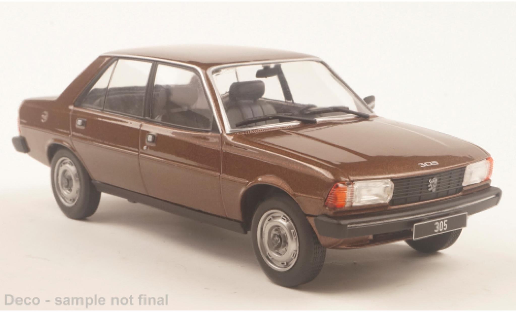 Peugeot 305 1/24 WhiteBox metallic bruin 1977 1:24 modelauto